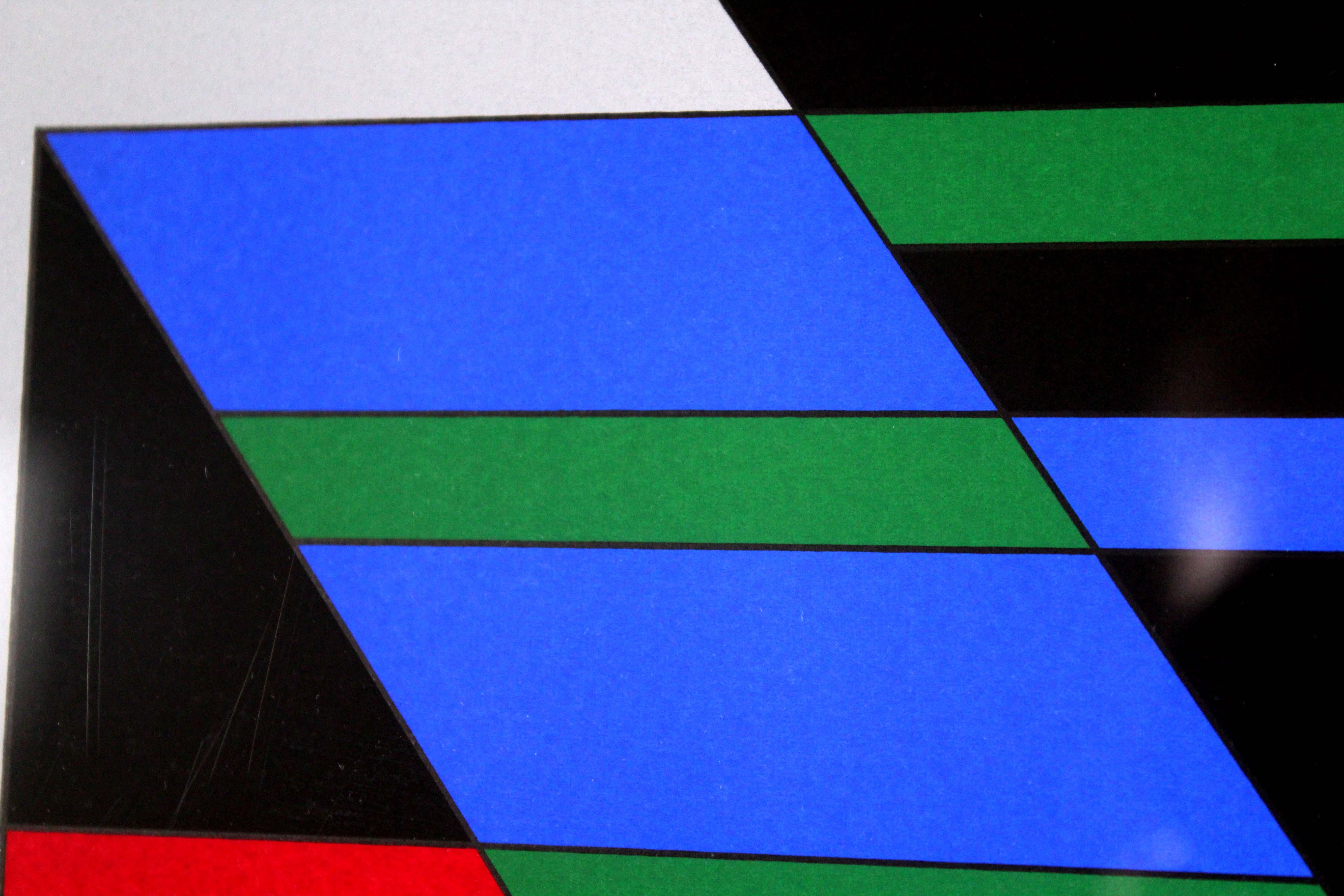 20th Century Victor Vasarely Attika Signed Op Art Geometric Modern Serigraph 228/300 Framed
