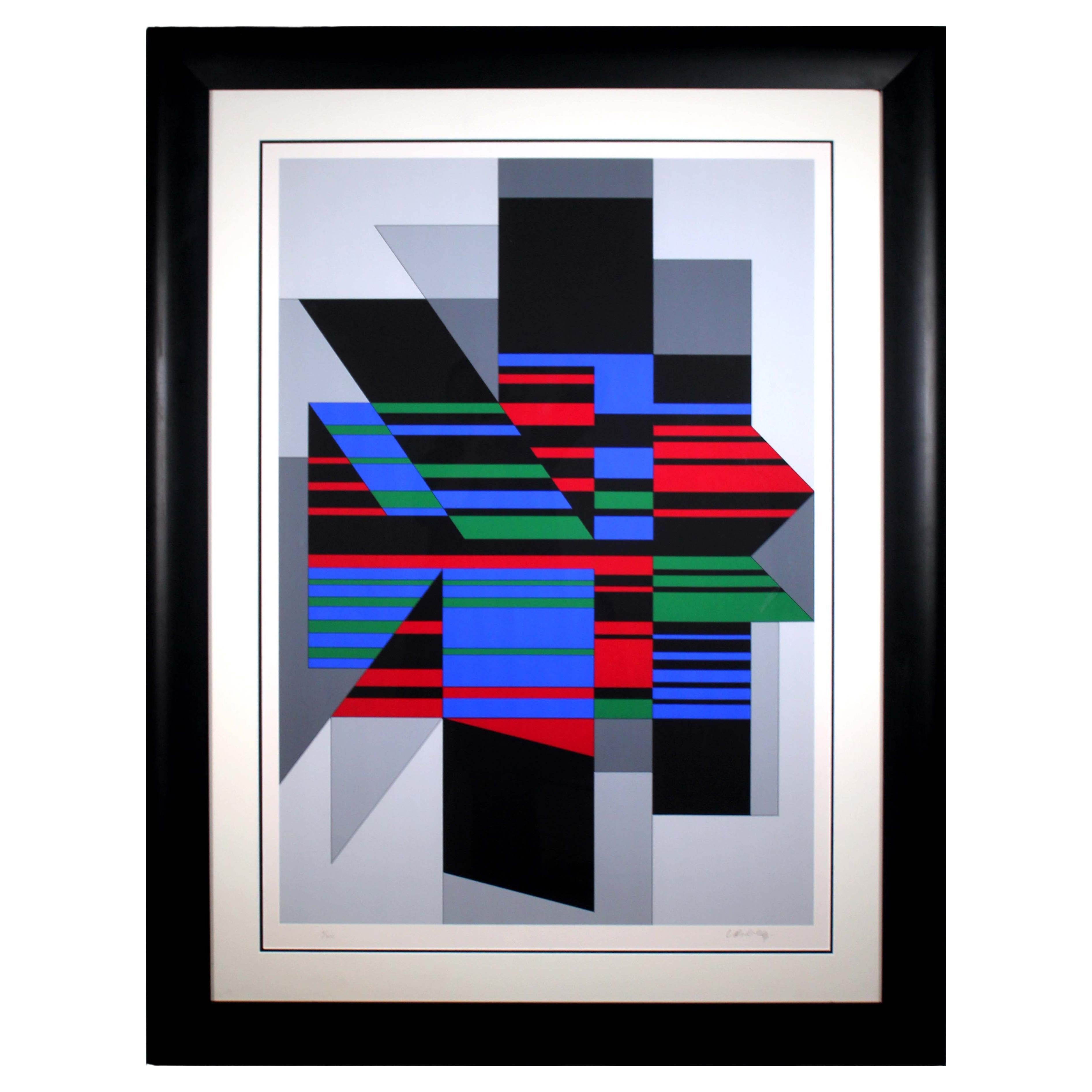 Victor Vasarely Attika Signed Op Art Geometric Modern Serigraph 228/300 Framed