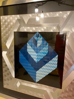 victor Vasarely AXO NEW YORK Lithograph sign original Frame , French 1975