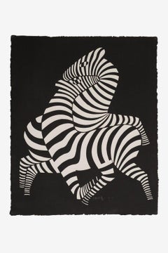 Victor Vasarely, lithographie / relief « Zebra » (noir), édition de 150 exemplaires, 1989