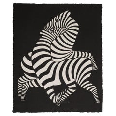 Victor Vasarely, lithographie / relief « Zebra » (noir), édition de 150 exemplaires, 1989