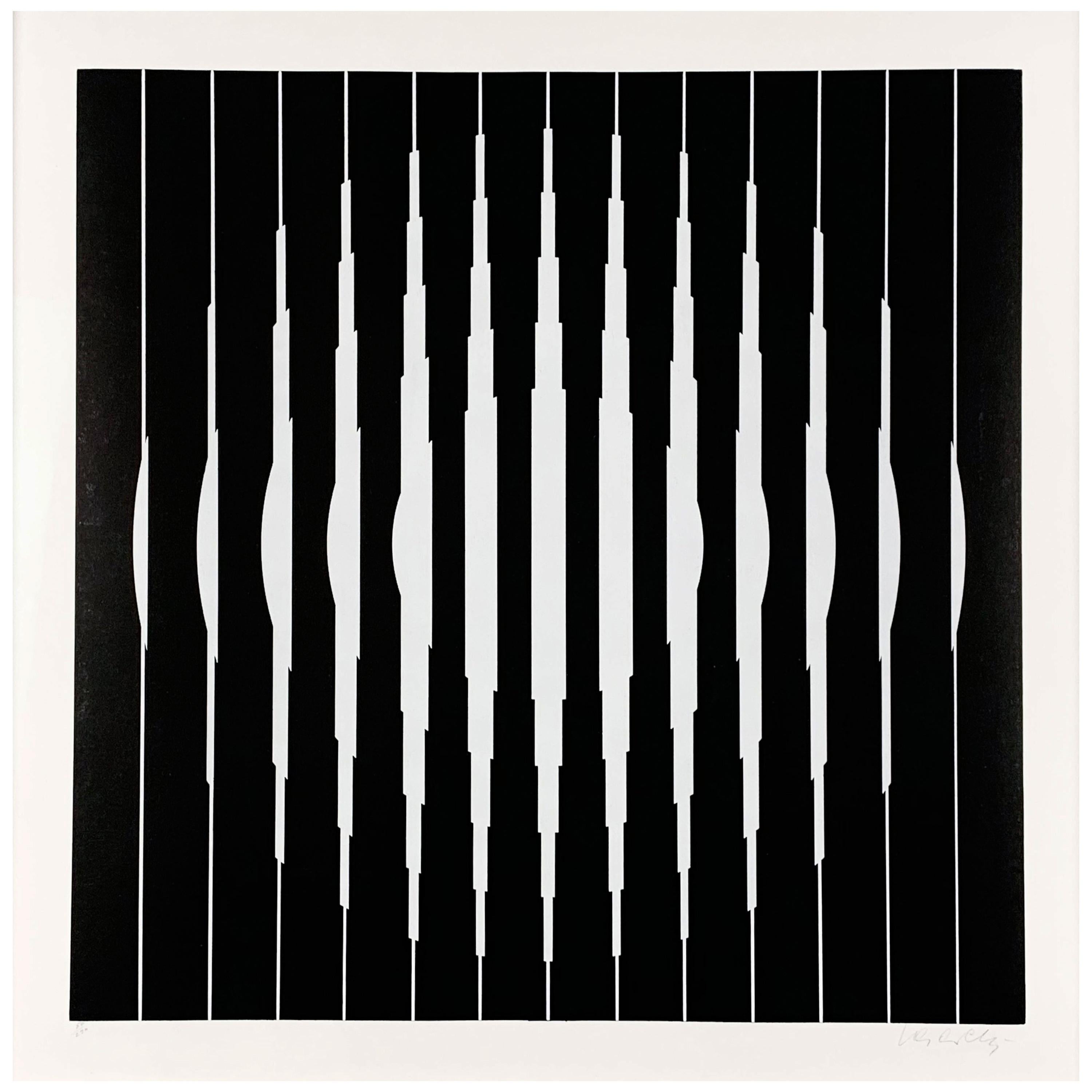 Victor Vasarely, "Bora D", Silkscreen on Wove Paper, 1968, Framed, Museumglass