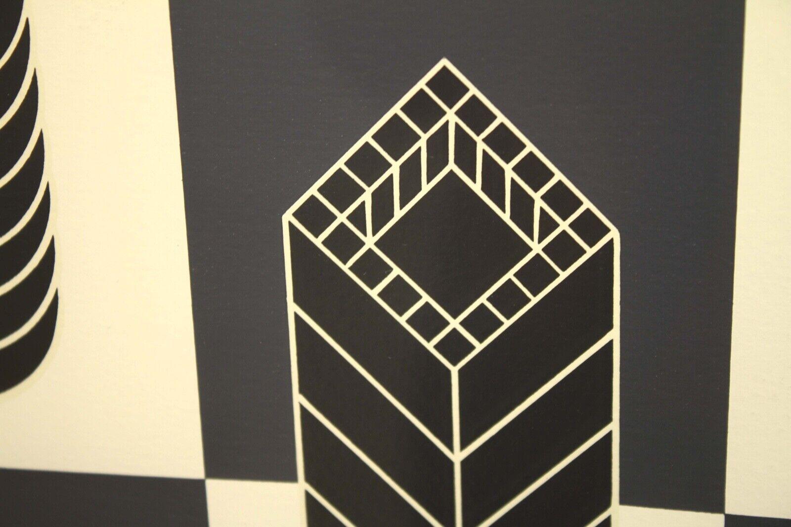 Late 20th Century Victor Vasarely Chessboard Signed Op Art Modern Silkscreen 77/300 Framed, 1975