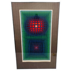 Vintage Victor Vasarely "Composition" Large Scale Signed Abstract OP Art Serigraph 