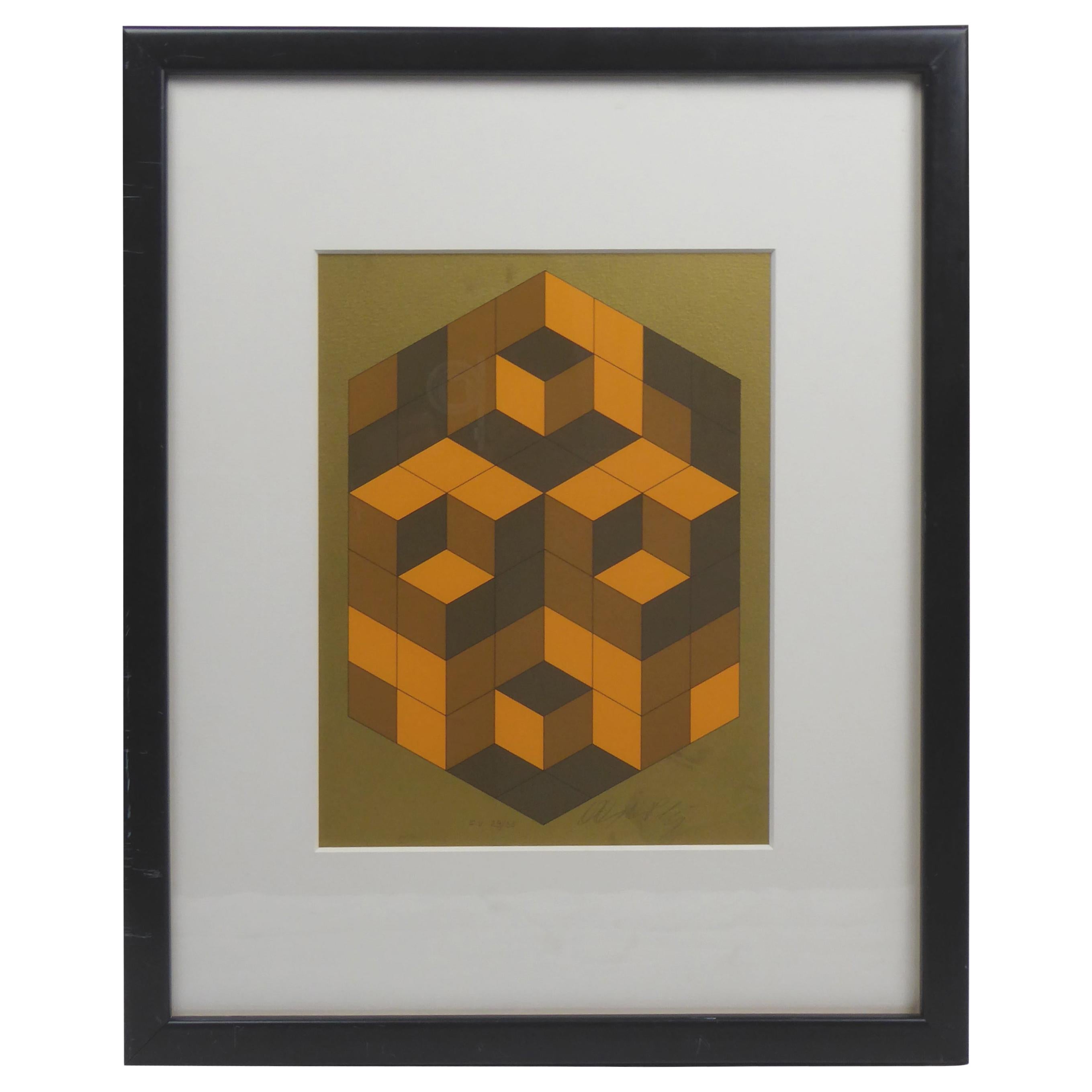 Victor Vasarely Cubist Lithograph