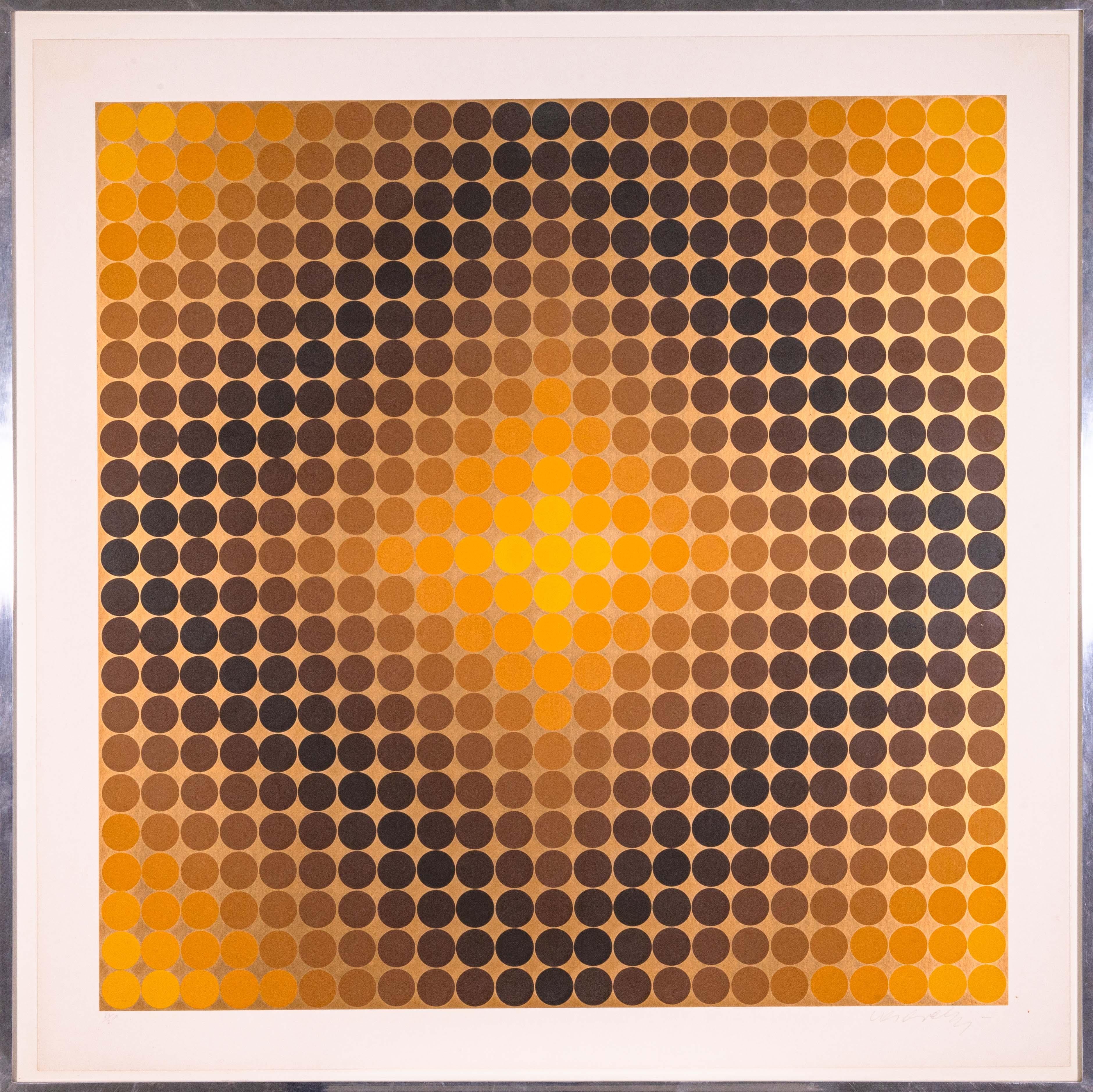 Una moderna serigrafía Op Art vintage sobre papel titulada 
