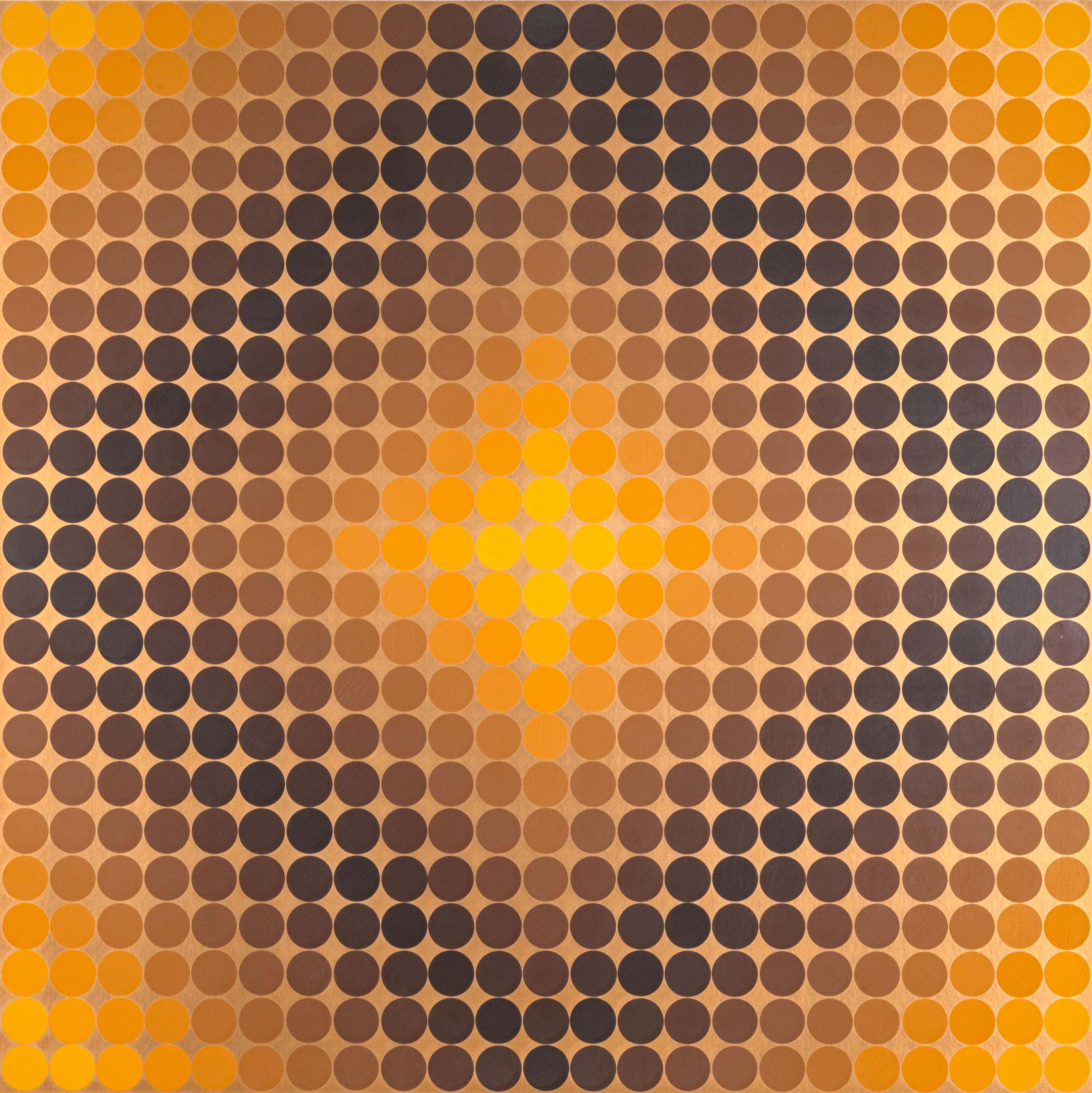 Victor Vasarely DiaC (Oro) Serigrafía Op Art Moderno 83/200 Enmarcado 1968 Desconocido en venta