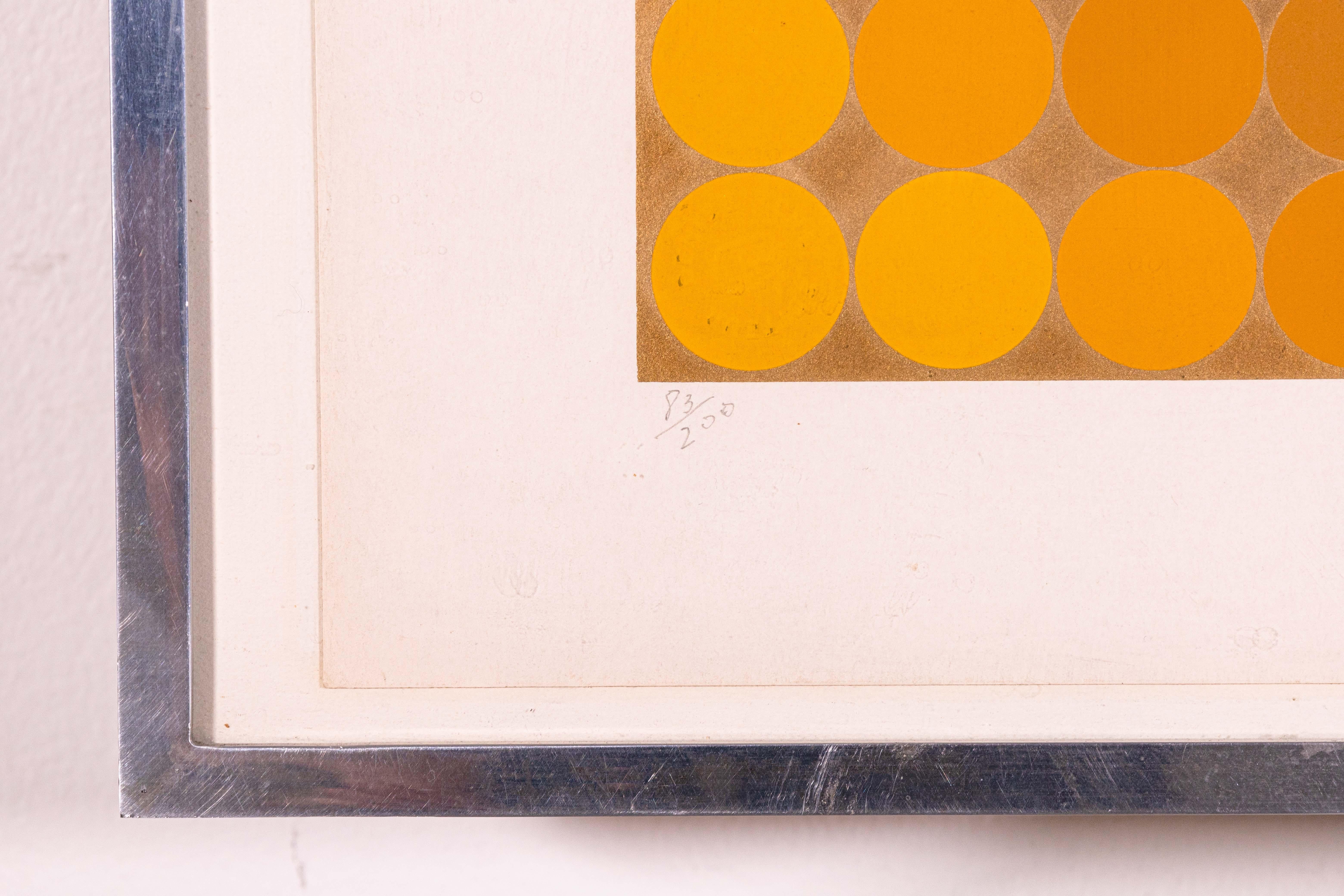 Victor Vasarely DiaC (Oro) Serigrafía Op Art Moderno 83/200 Enmarcado 1968 en venta 1