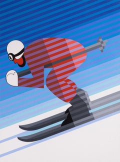 Victor Vasarely Downhill Racer Op Art Signed Screenprint 76/300 Framed 1983