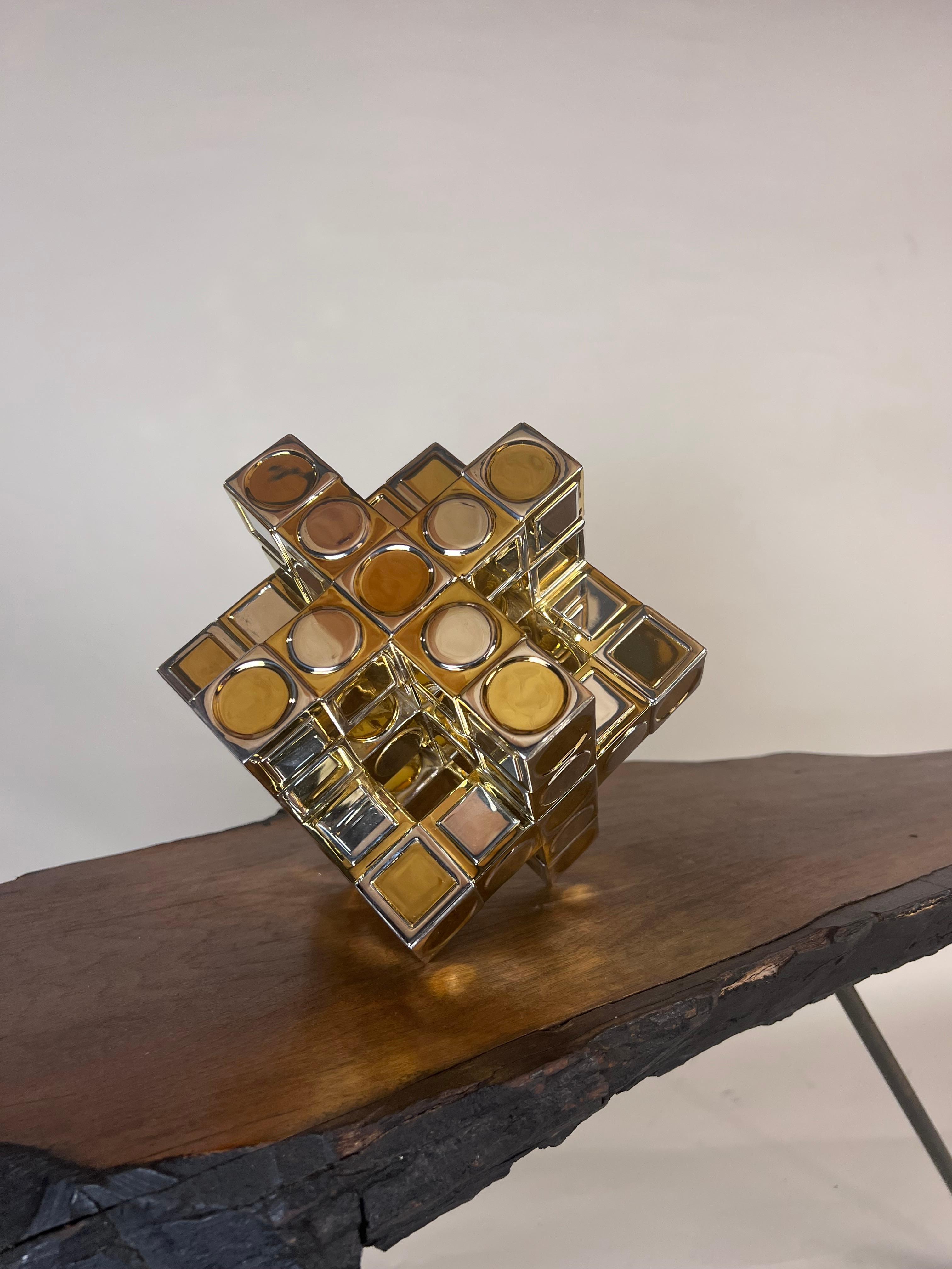 Mexican Victor Vasarely for TANE. Sterling Silver with Vermeil 