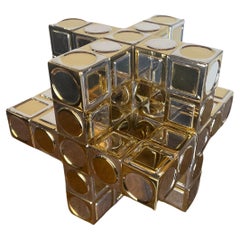 Victor Vasarely for TANE. Sterling Silver with Vermeil "Cuadratura" Sculpture