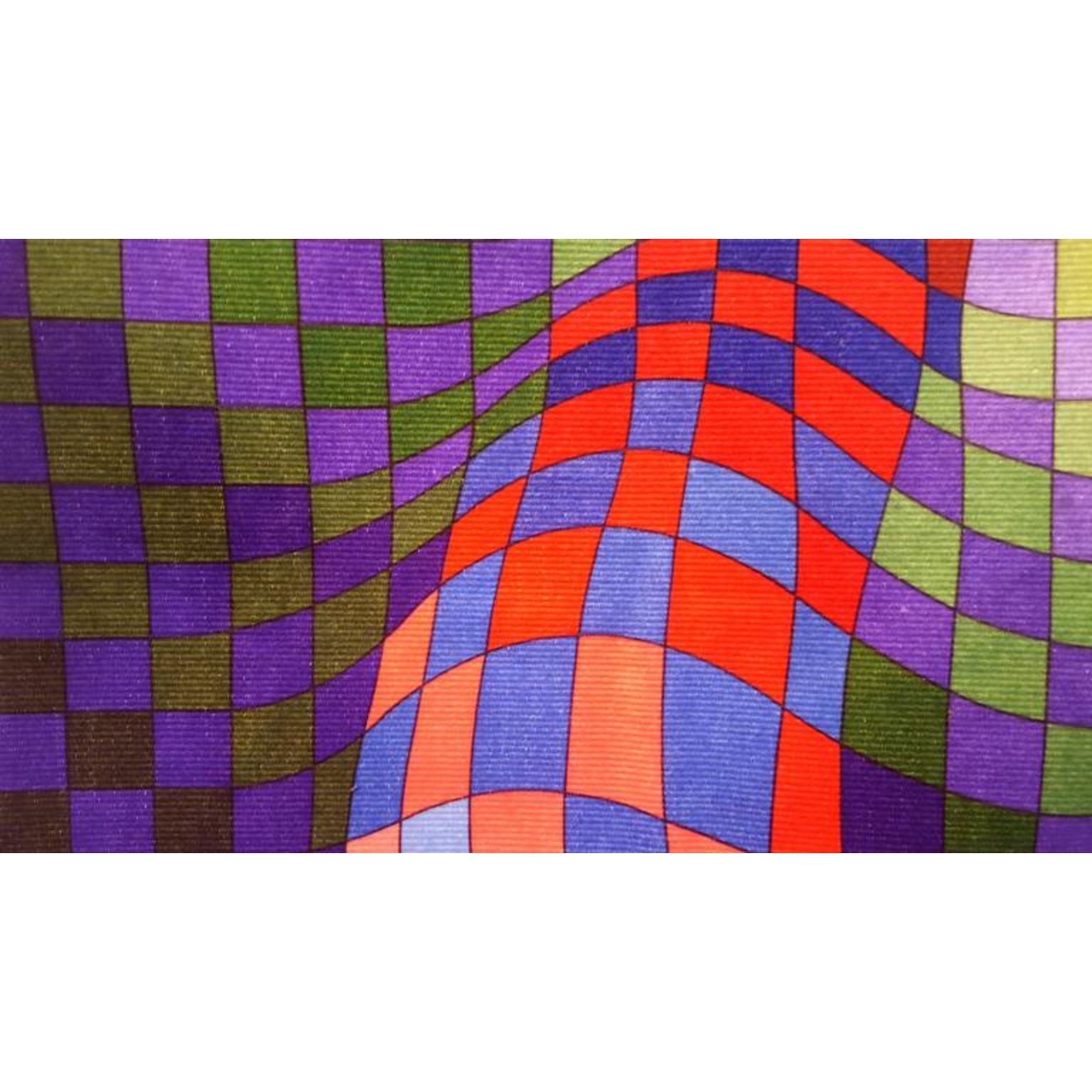 French Victor Vasarely, Hand Signed Original Tapestry For Sale