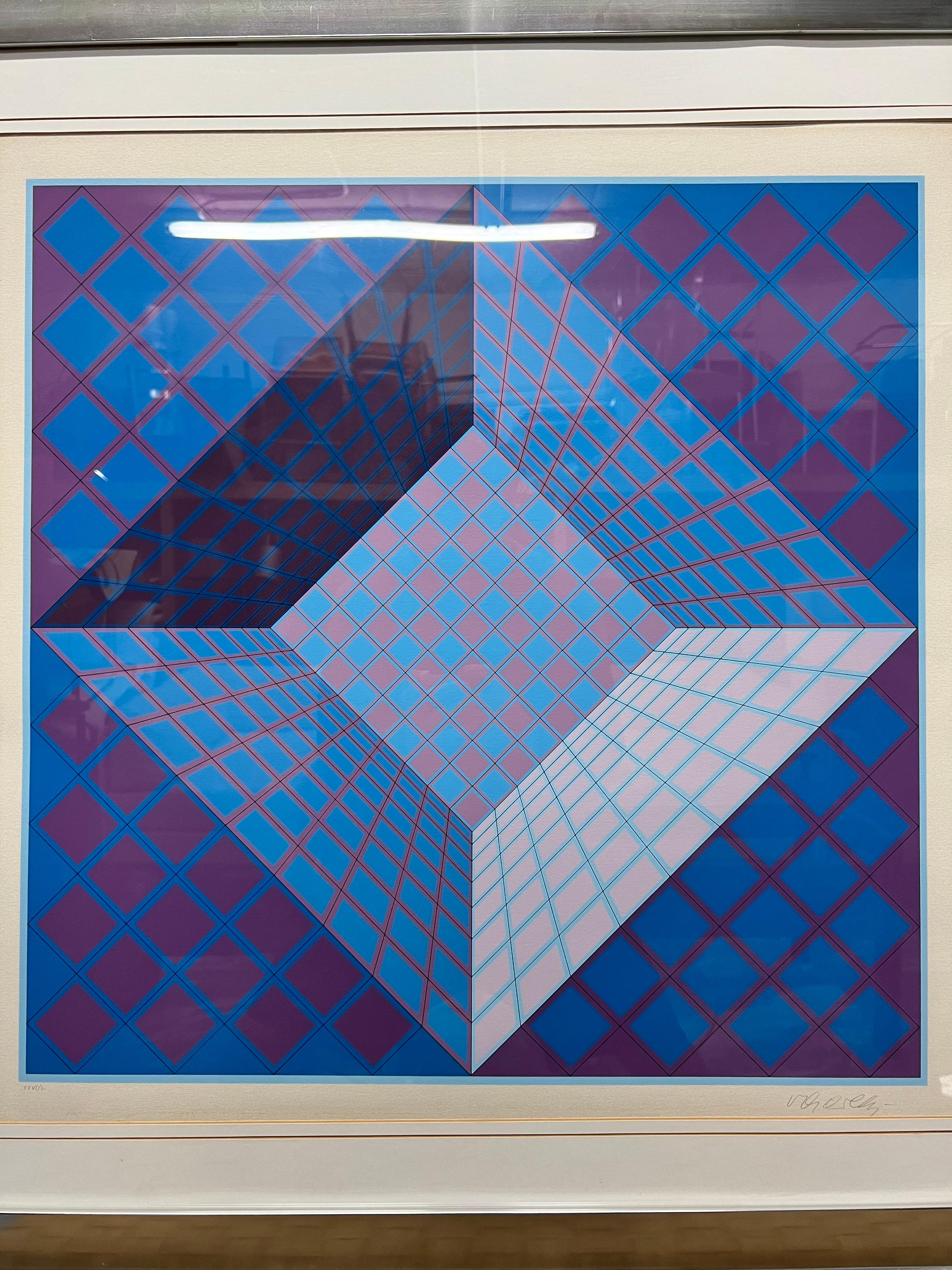 American Victor Vasarely Limited Edition Op Art Lithograph, Signed and Numbered For Sale