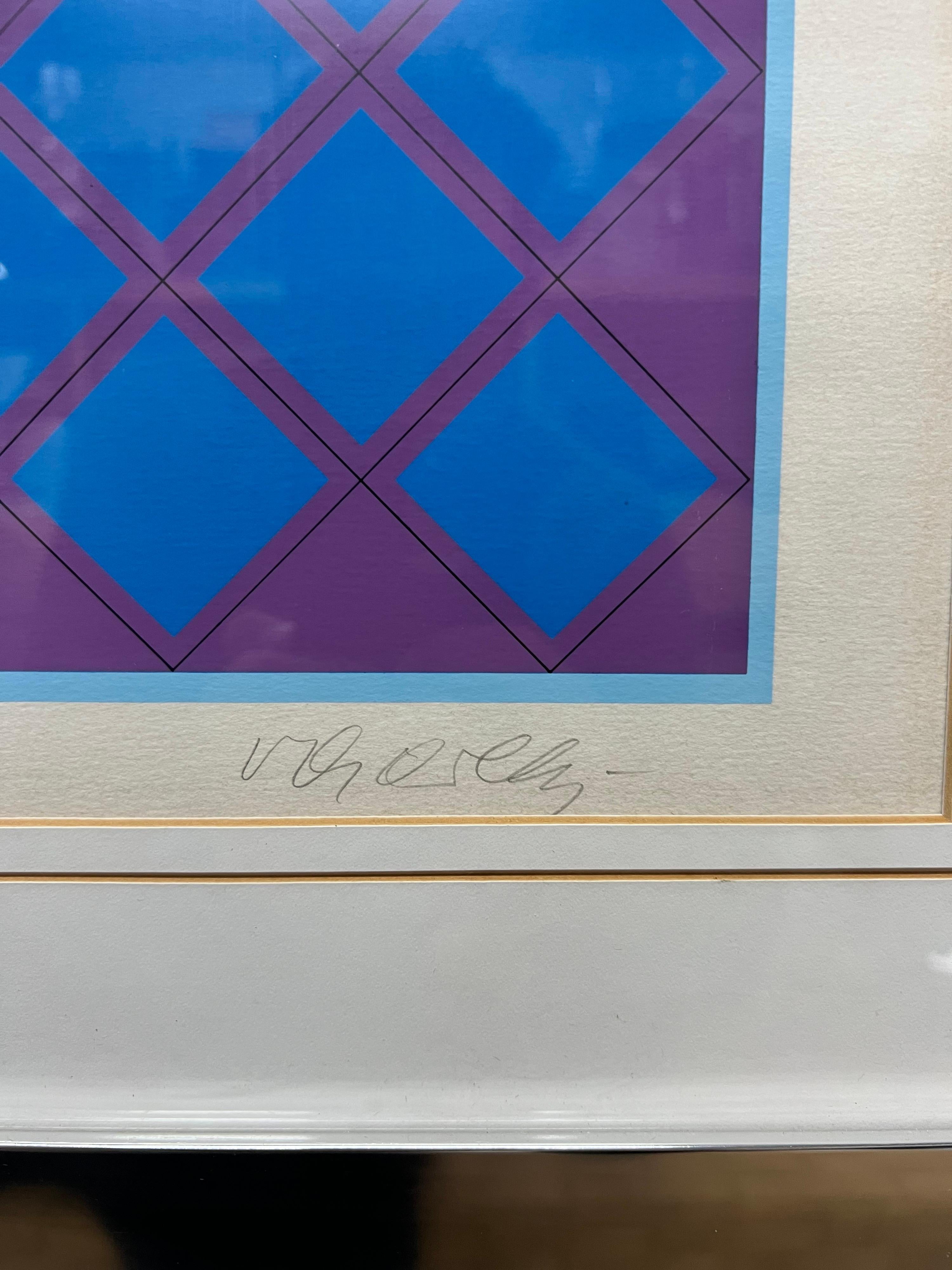 Late 20th Century Victor Vasarely Limited Edition Op Art Lithograph, Signed and Numbered For Sale