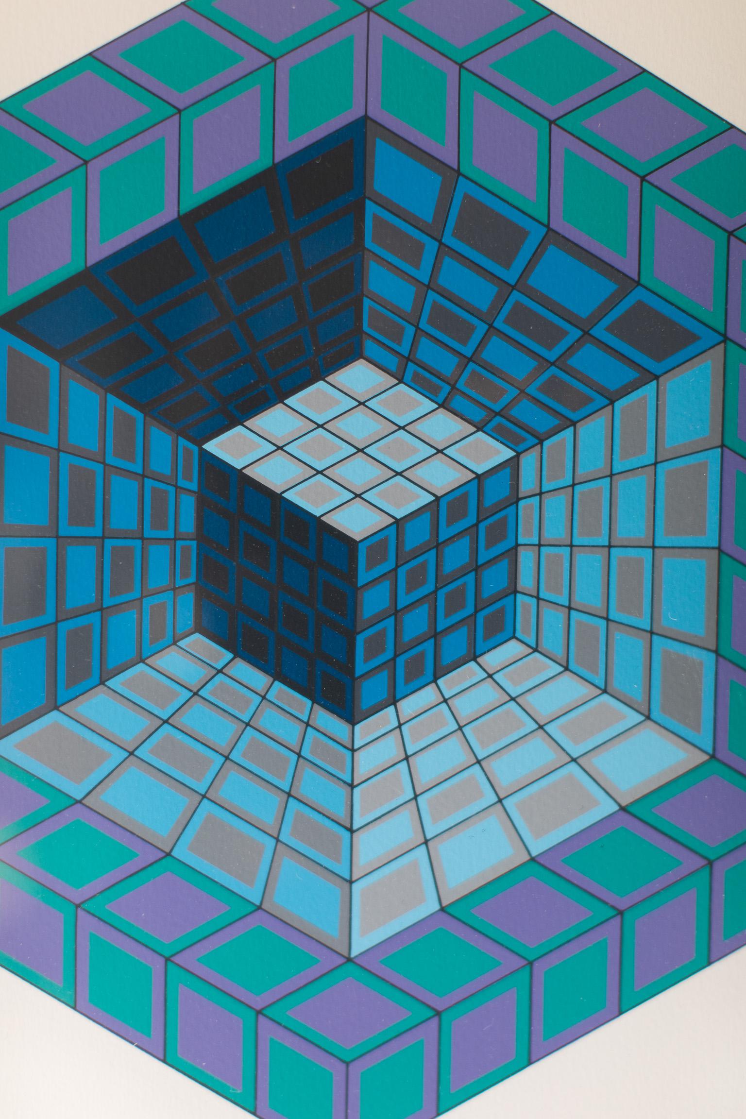 Mid-Century Modern Victor Vasarely Lithograph For Sale