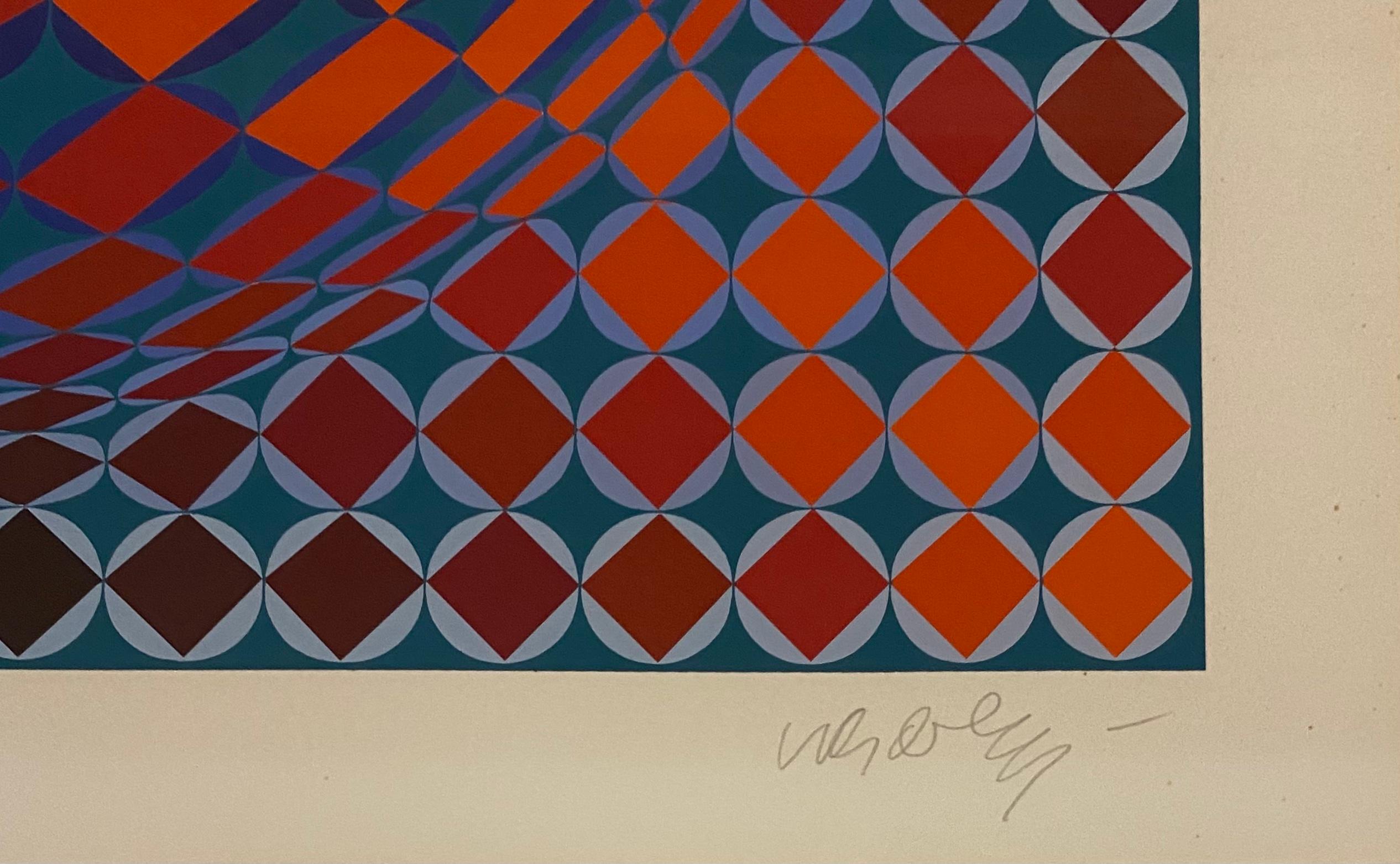 Mid-Century Modern Victor Vasarely Lithograph Limited Edition 9/25