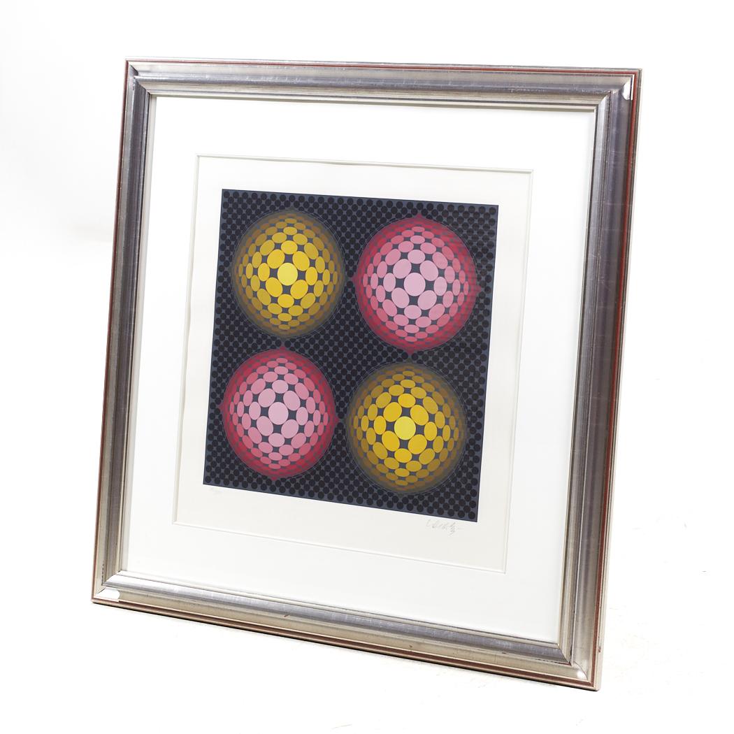 Mid-Century Modern Victor Vasarely Mid Century Framed Serigraph For Sale