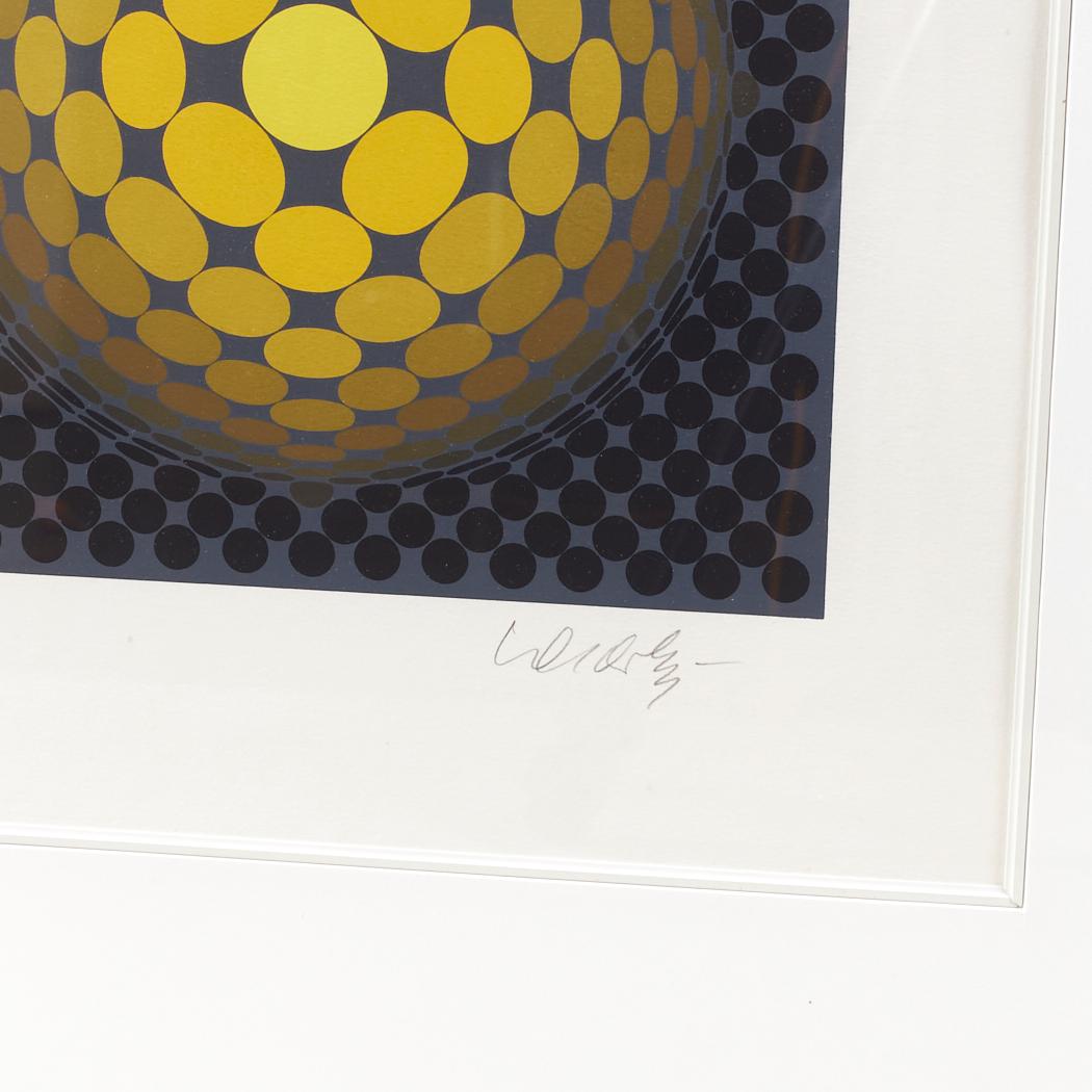 French Victor Vasarely Mid Century Framed Serigraph For Sale