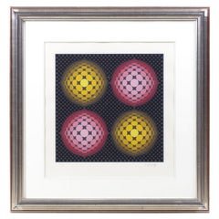 Serigrafia incorniciata di Victor Vasarely, metà del secolo scorso