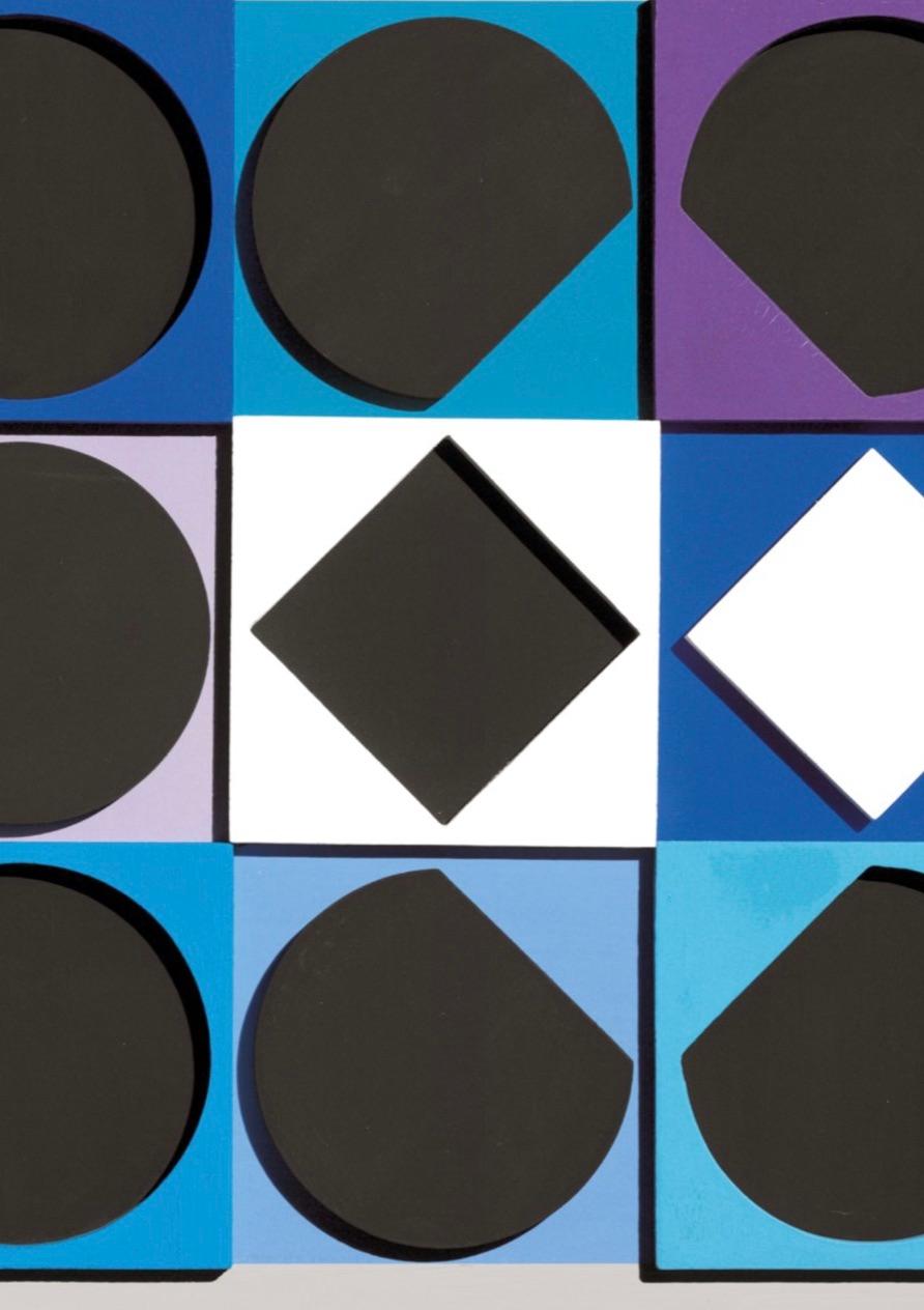 Topaze noir négatif - Painting by Victor Vasarely