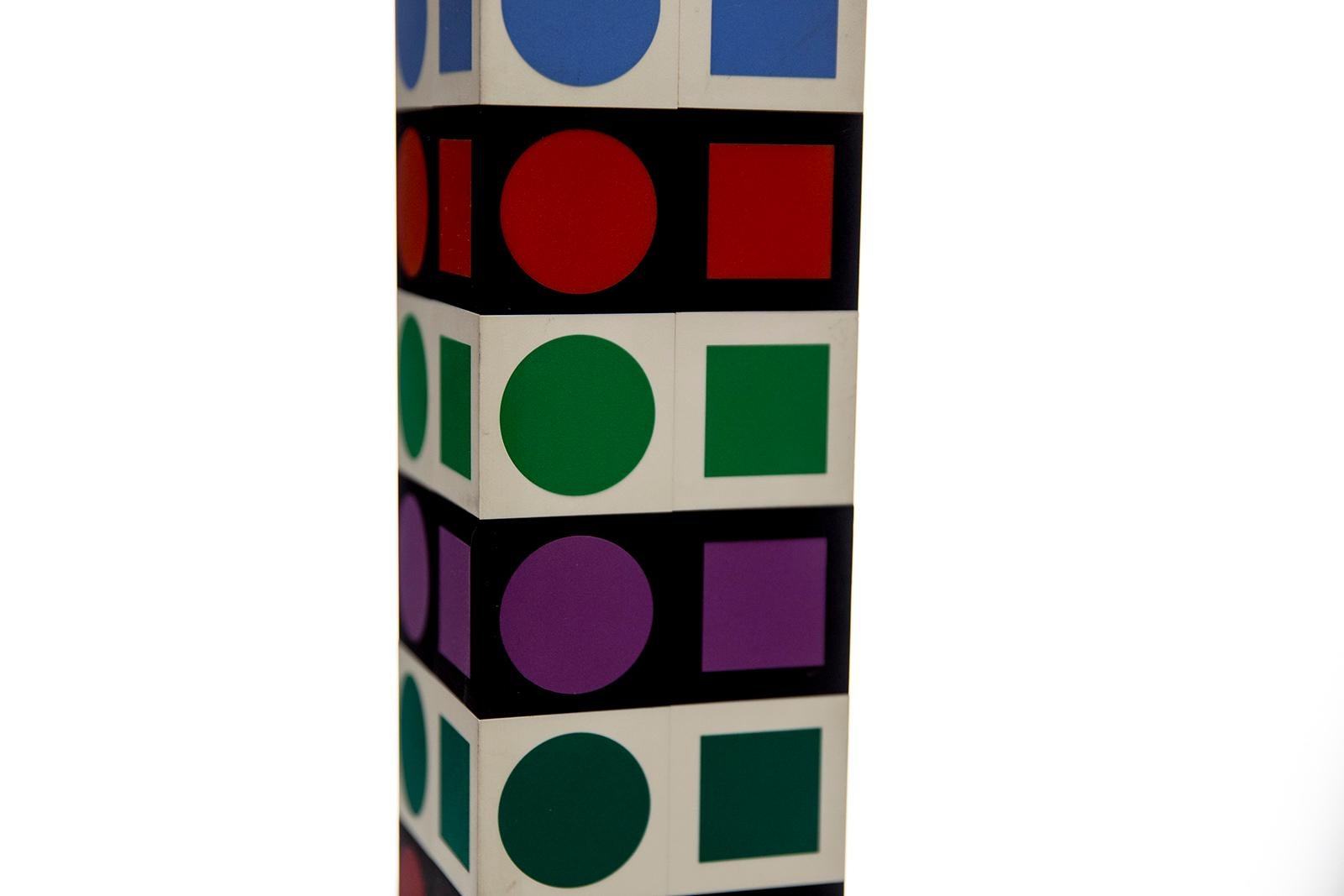 Victor Vasarely, 'NBC 35' Sculpture collage plastic luran on wood For Sale 1