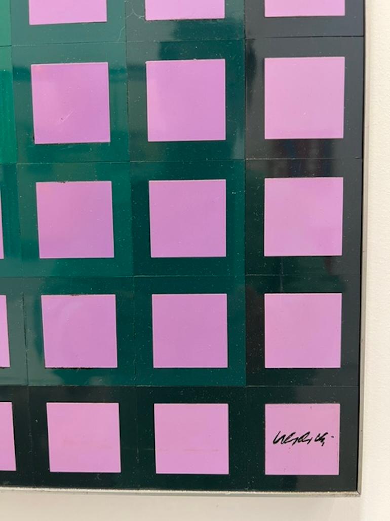 Zoeld Violet/Green - Op Art Mixed Media Art par Victor Vasarely