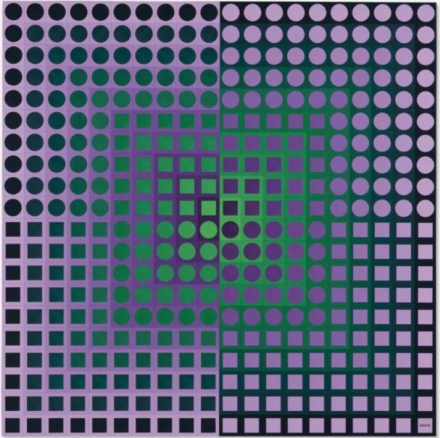 Zoeld Violet/Green - Mixed Media Art de Victor Vasarely