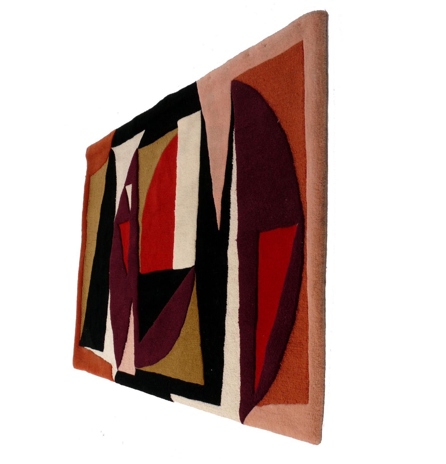 Colorful Modernist wool tapestry, after the Camocyn series of paintings that Victor Vasarely executed in the late 1940s - early 1950s. It measures an impressive 6 feet wide x 4 feet height. This tapestry is probably European, circa late 1950s -