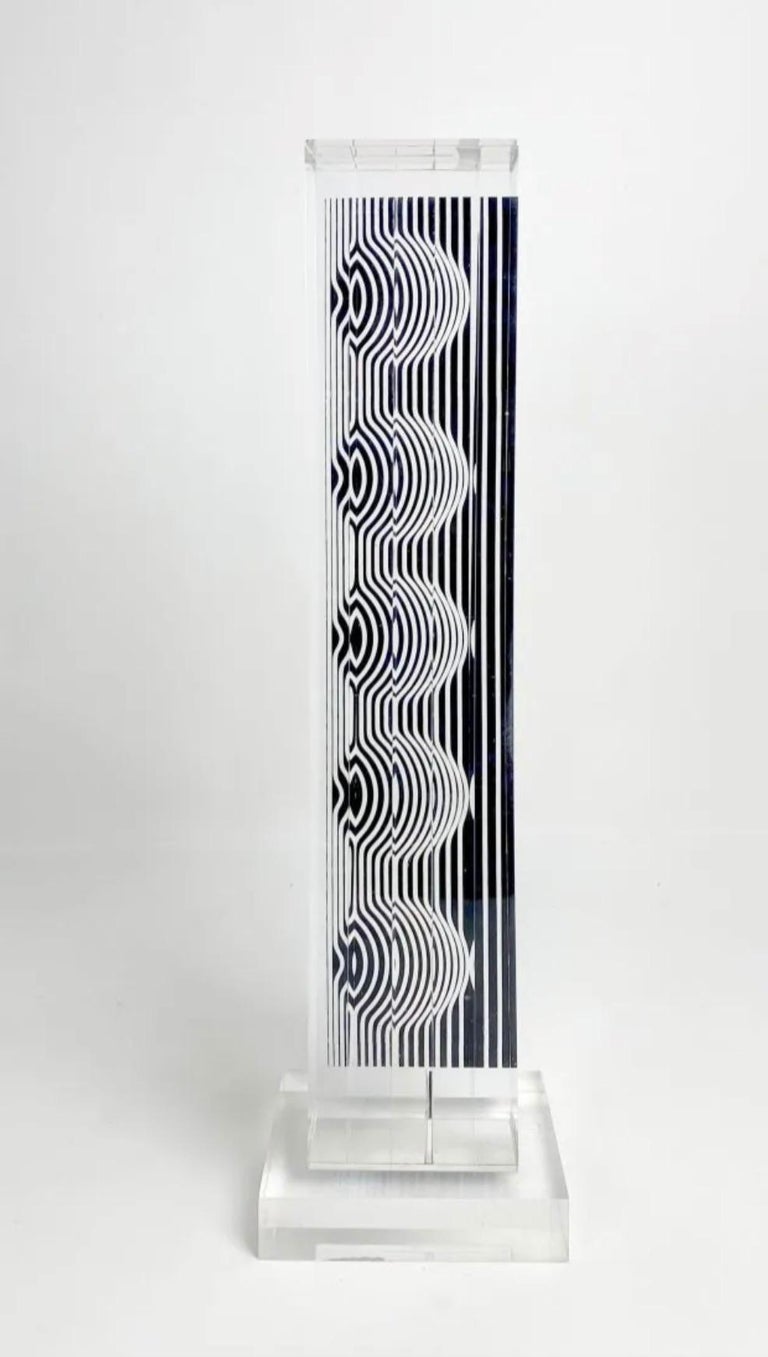 French Victor Vasarely Moire Tower Sculpture For Sale