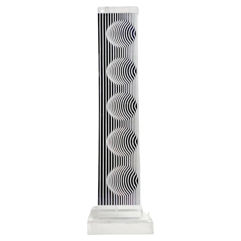 Victor Vasarely Moire Tower Sculpture For Sale