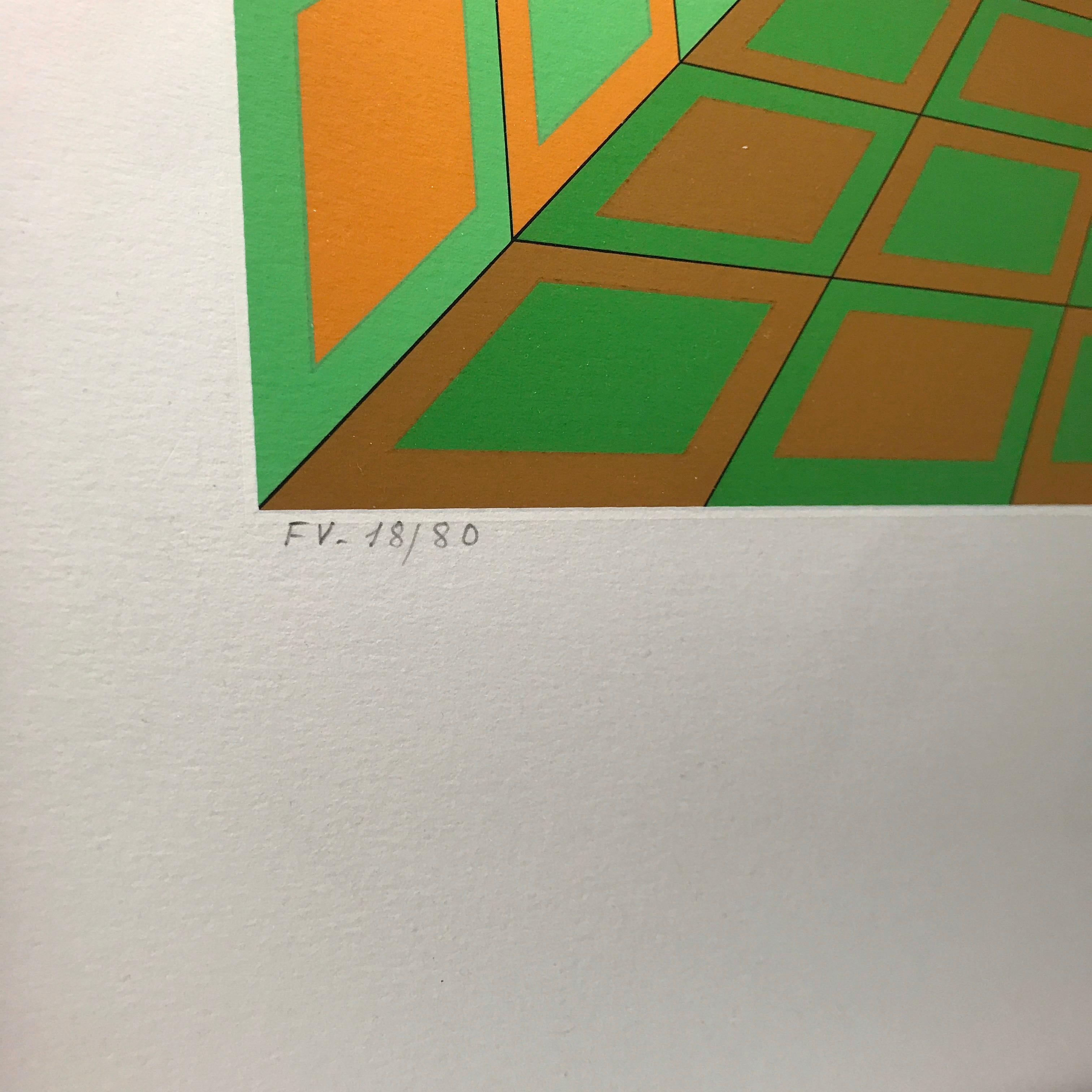 Victor Vasarely Numbered and Signed Silkscreen Print “Kaldor”, 1975 2