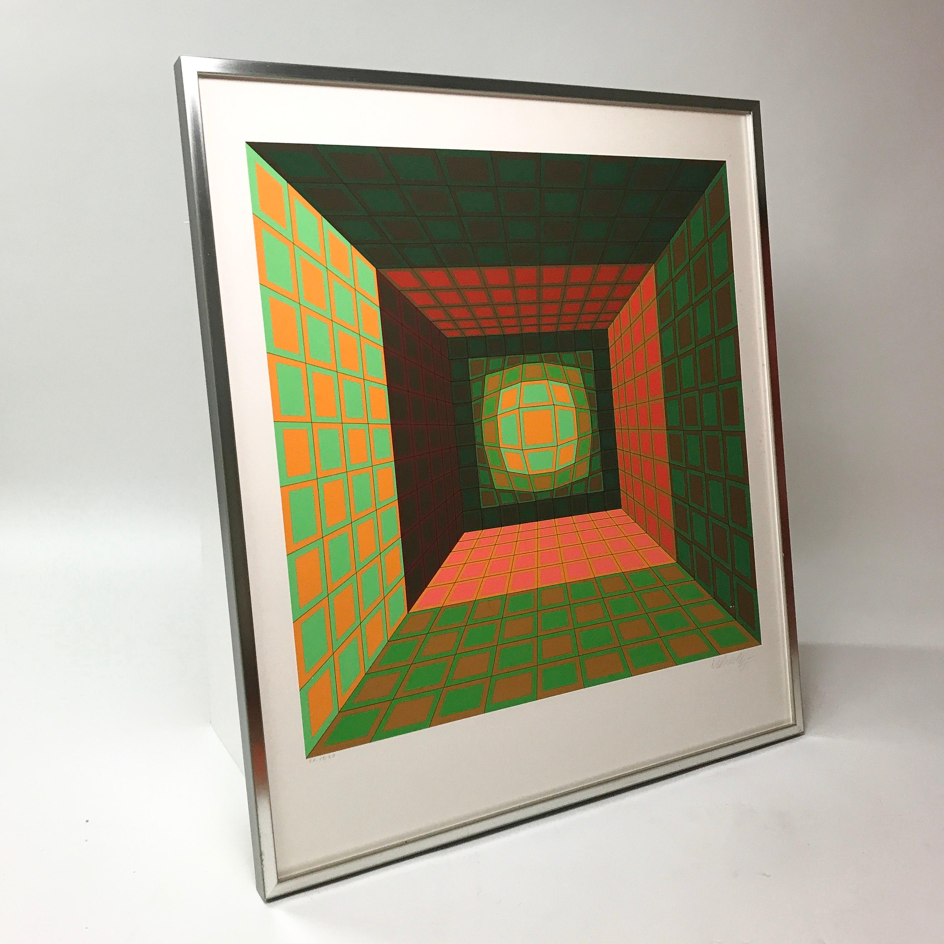 Victor Vasarely Numbered and Signed Silkscreen Print “Kaldor”, 1975 3