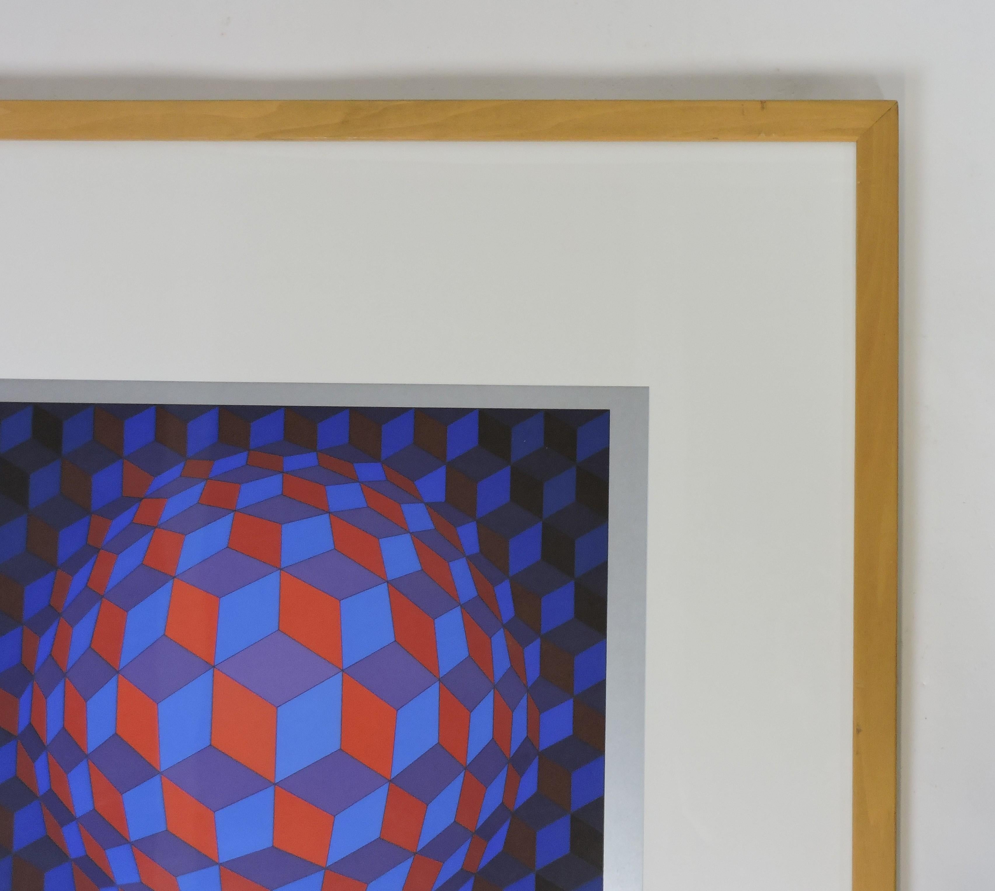 Mid-Century Modern Victor Vasarely Op Art Signed and Numbered Screen Print