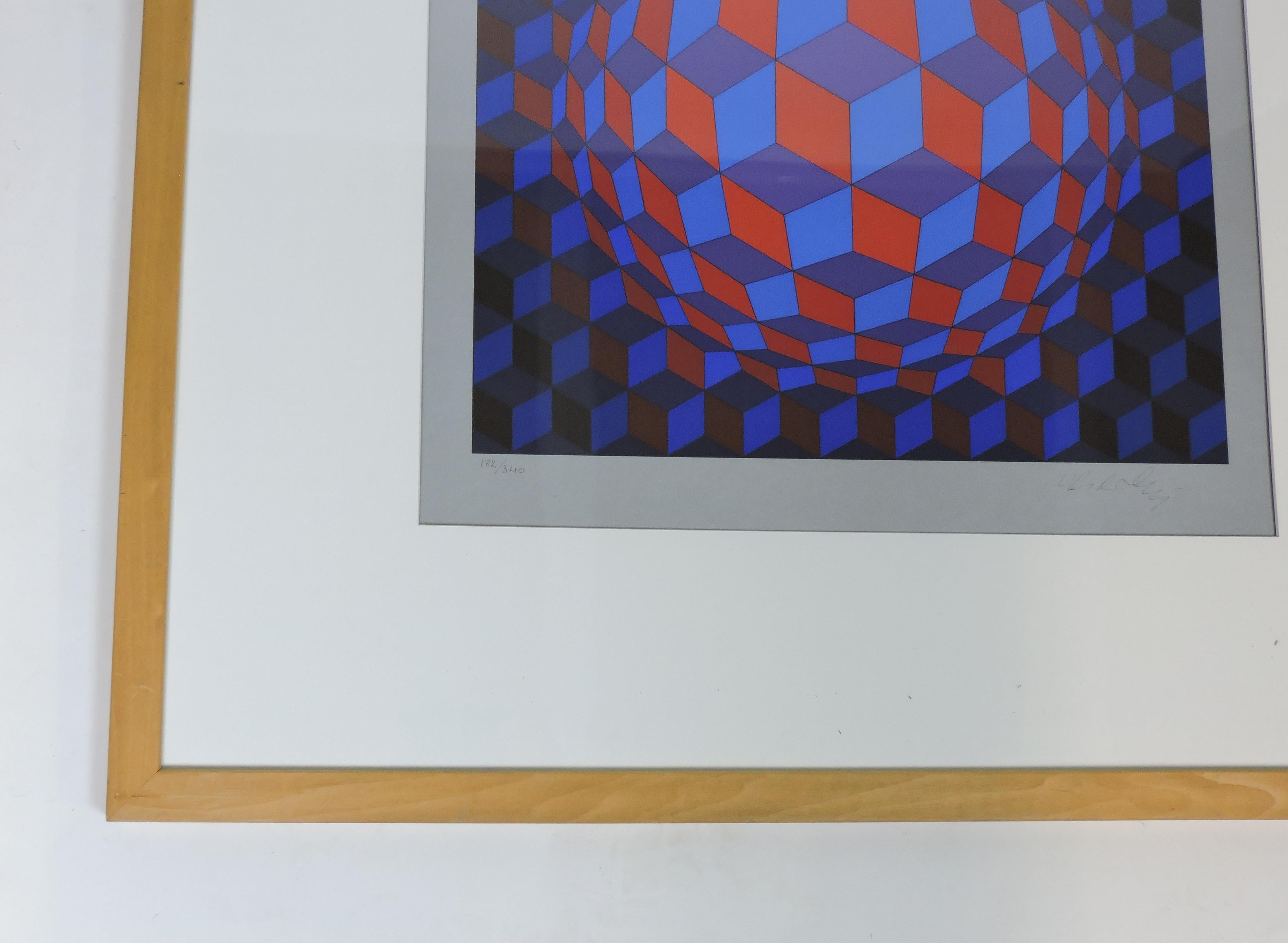 Victor Vasarely Op Art Signed and Numbered Screen Print In Good Condition In Chesterfield, NJ