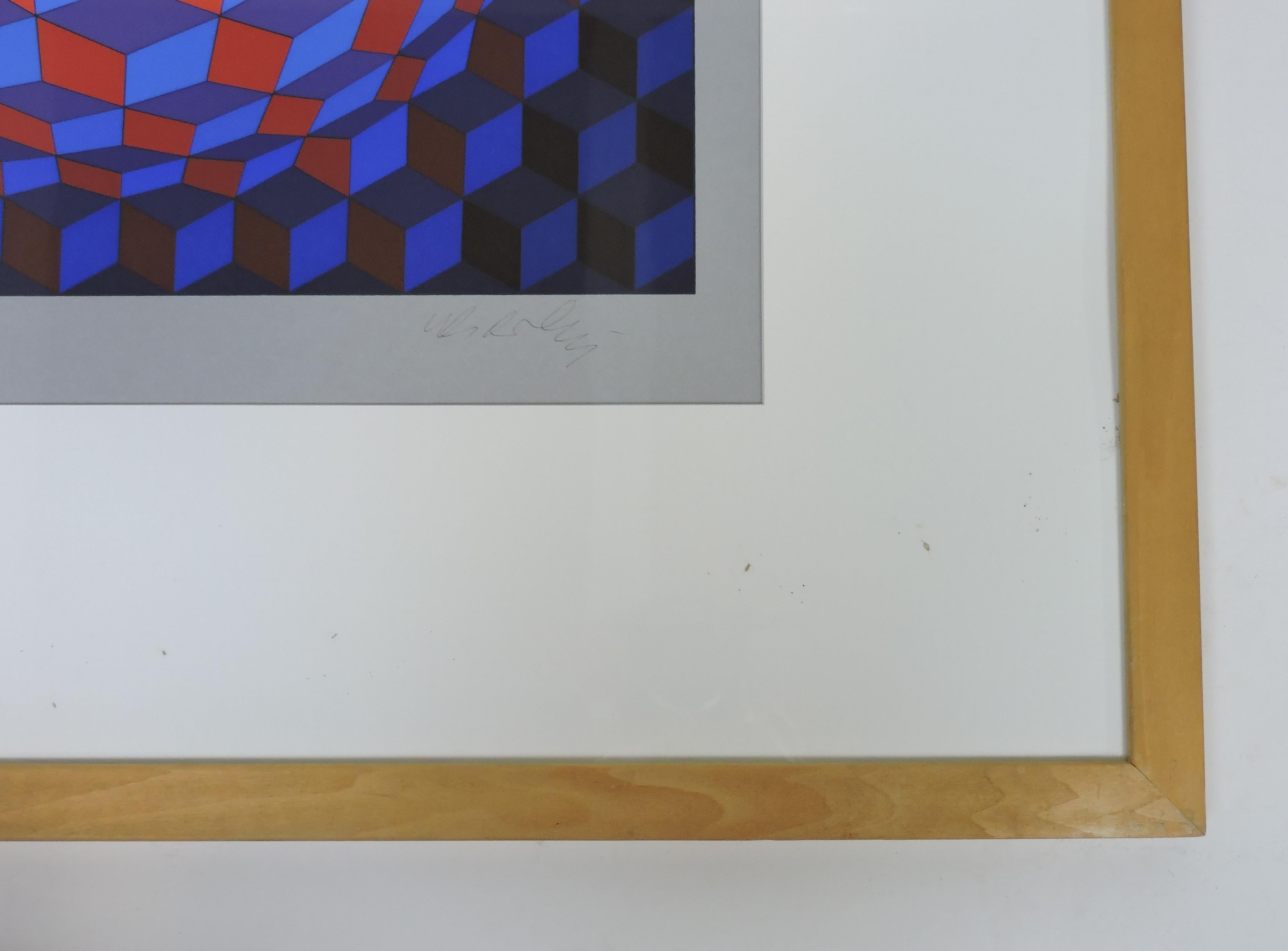 Late 20th Century Victor Vasarely Op Art Signed and Numbered Screen Print