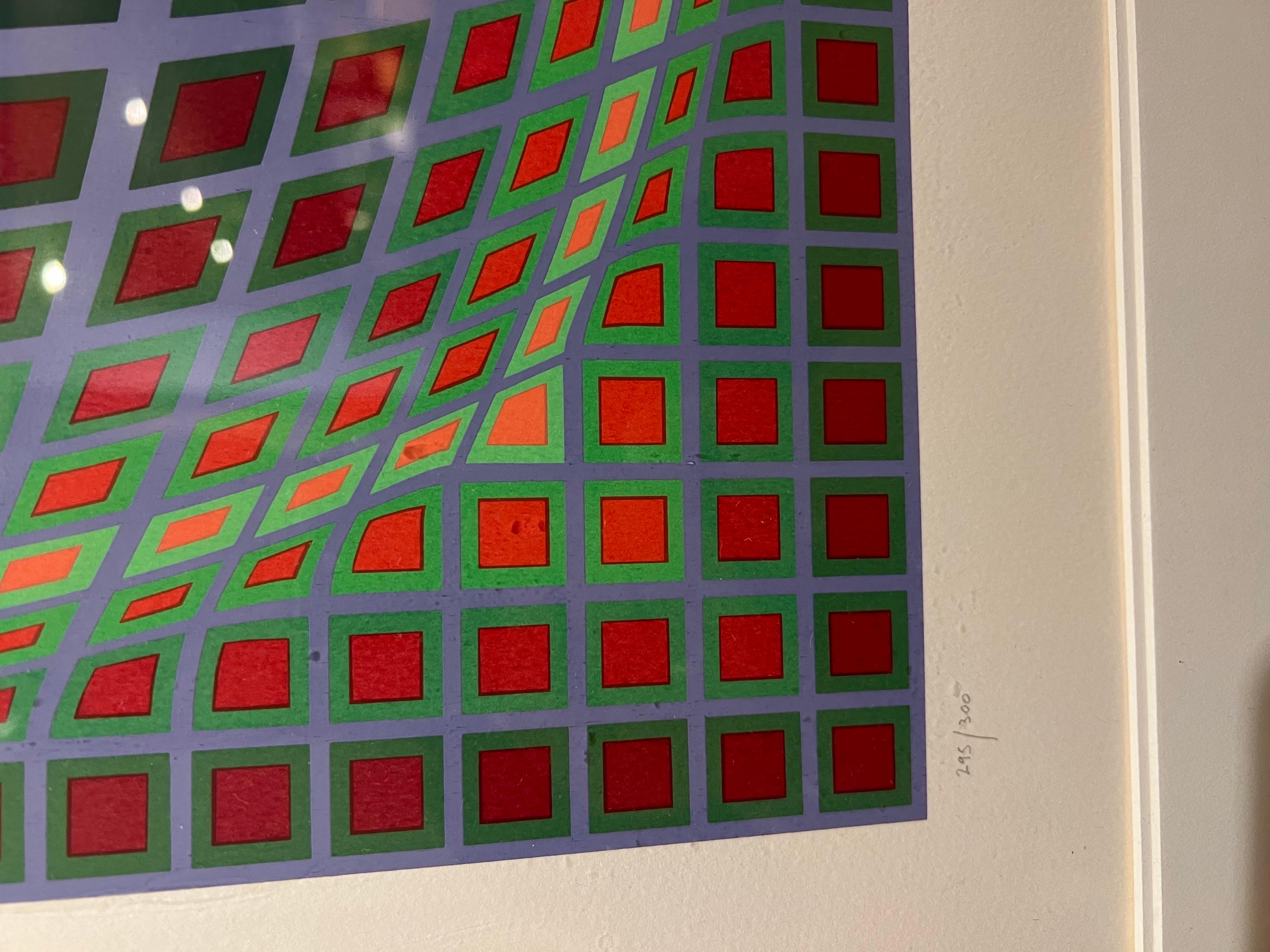 Post-Modern Victor Vasarely Op-Art Litho Signed and Numbered 295/300 Vega Series For Sale