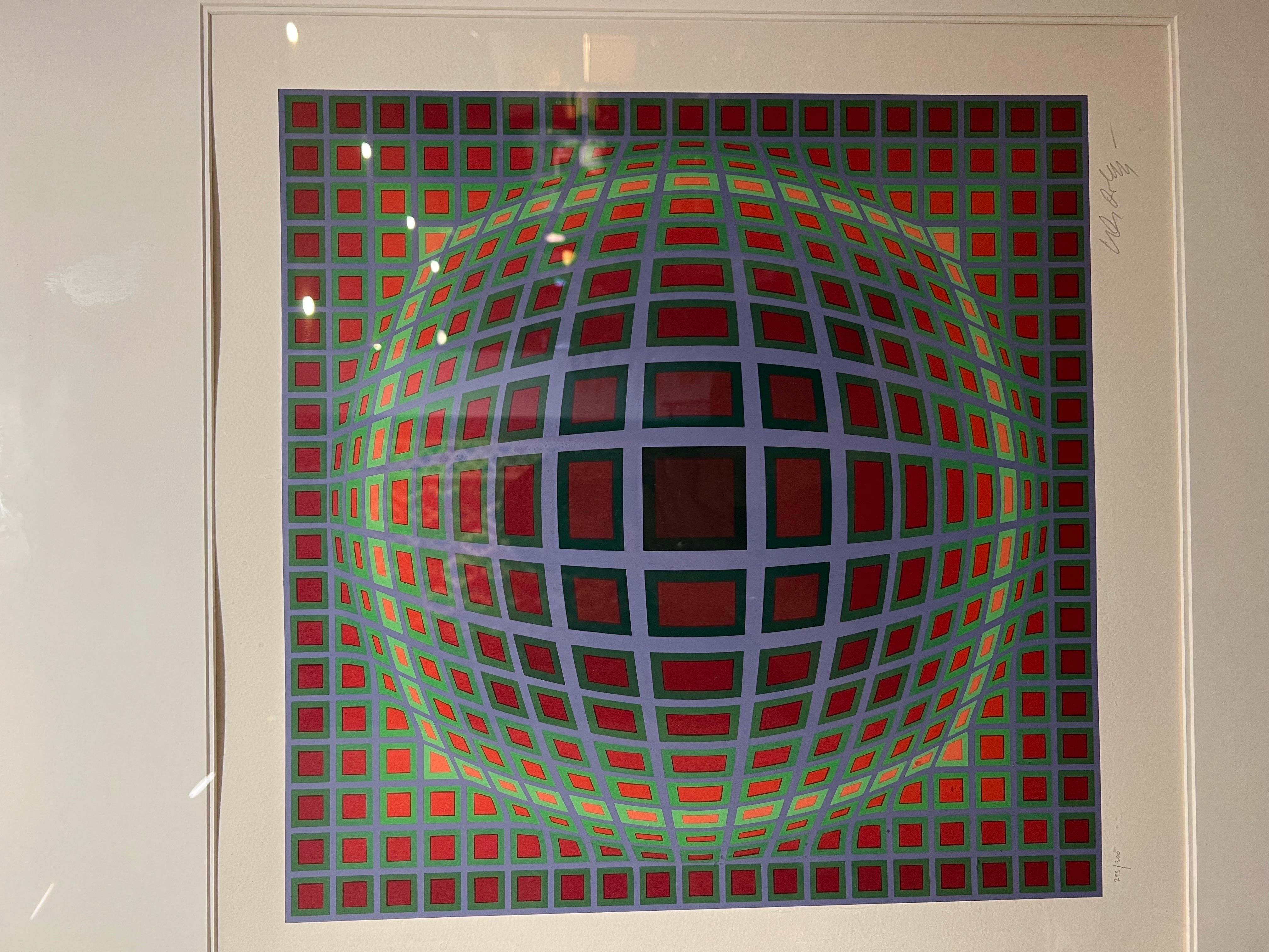 French Victor Vasarely Op-Art Litho Signed and Numbered 295/300 Vega Series For Sale