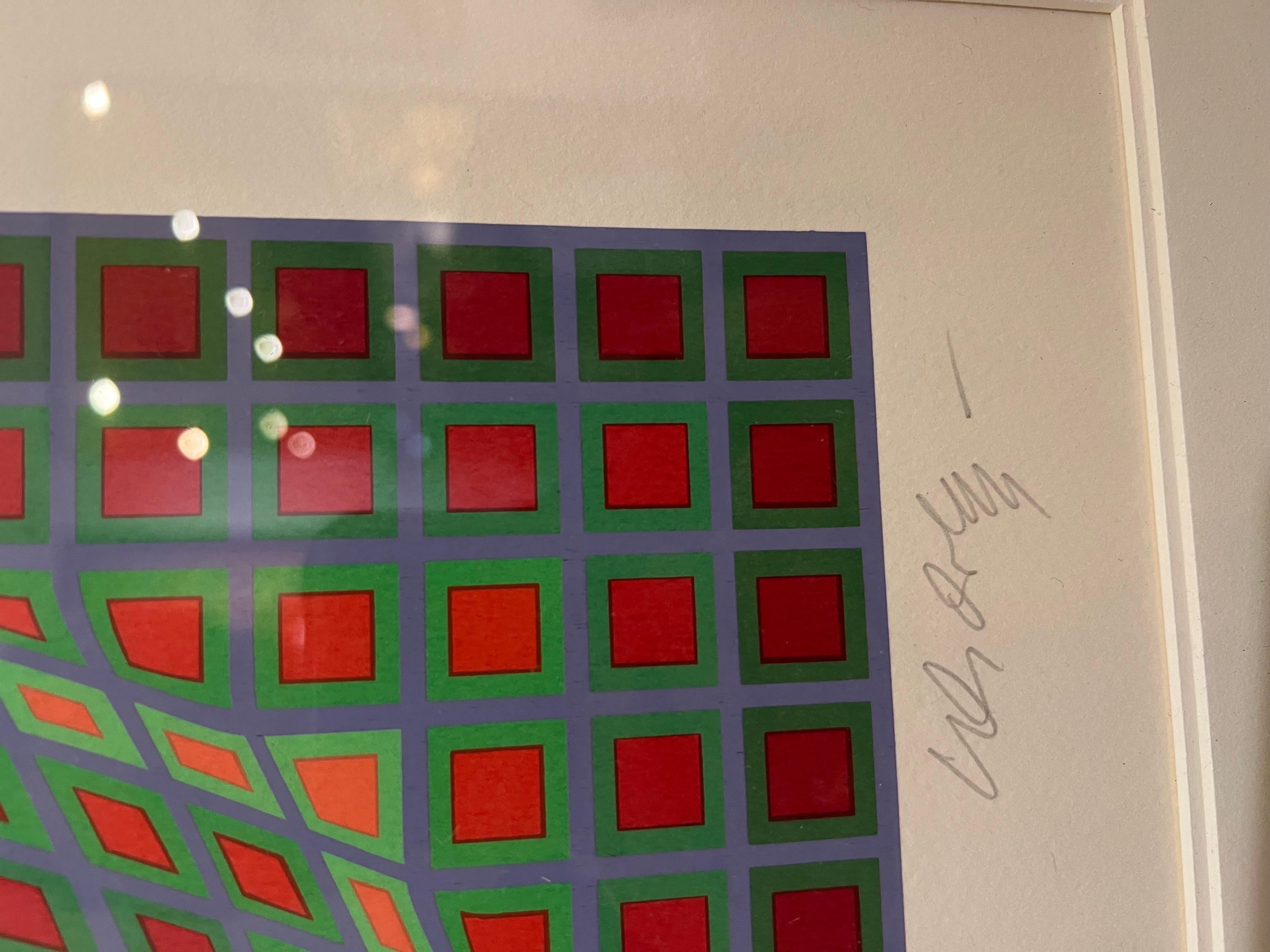 Victor Vasarely Op-Art Litho Signed and Numbered 295/300 Vega Series In Good Condition For Sale In San Diego, CA