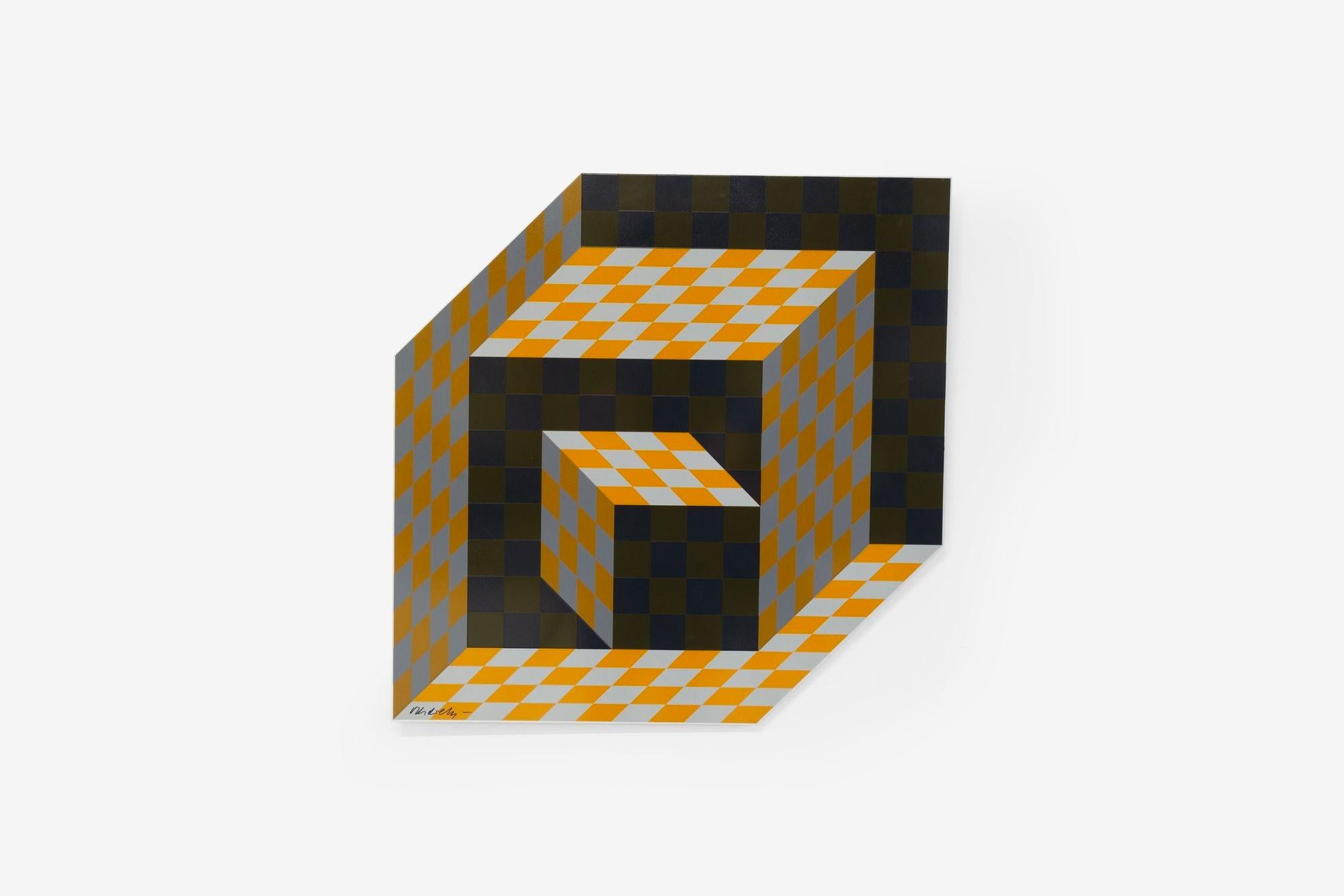 Victor Vasarely
AXO, 1973 Impresión sobre aluminio
dimensiones:
25 3/4 x 25 1/4 pulg.

Edición de 250 Firmado Vasarely esquina inferior izquierda