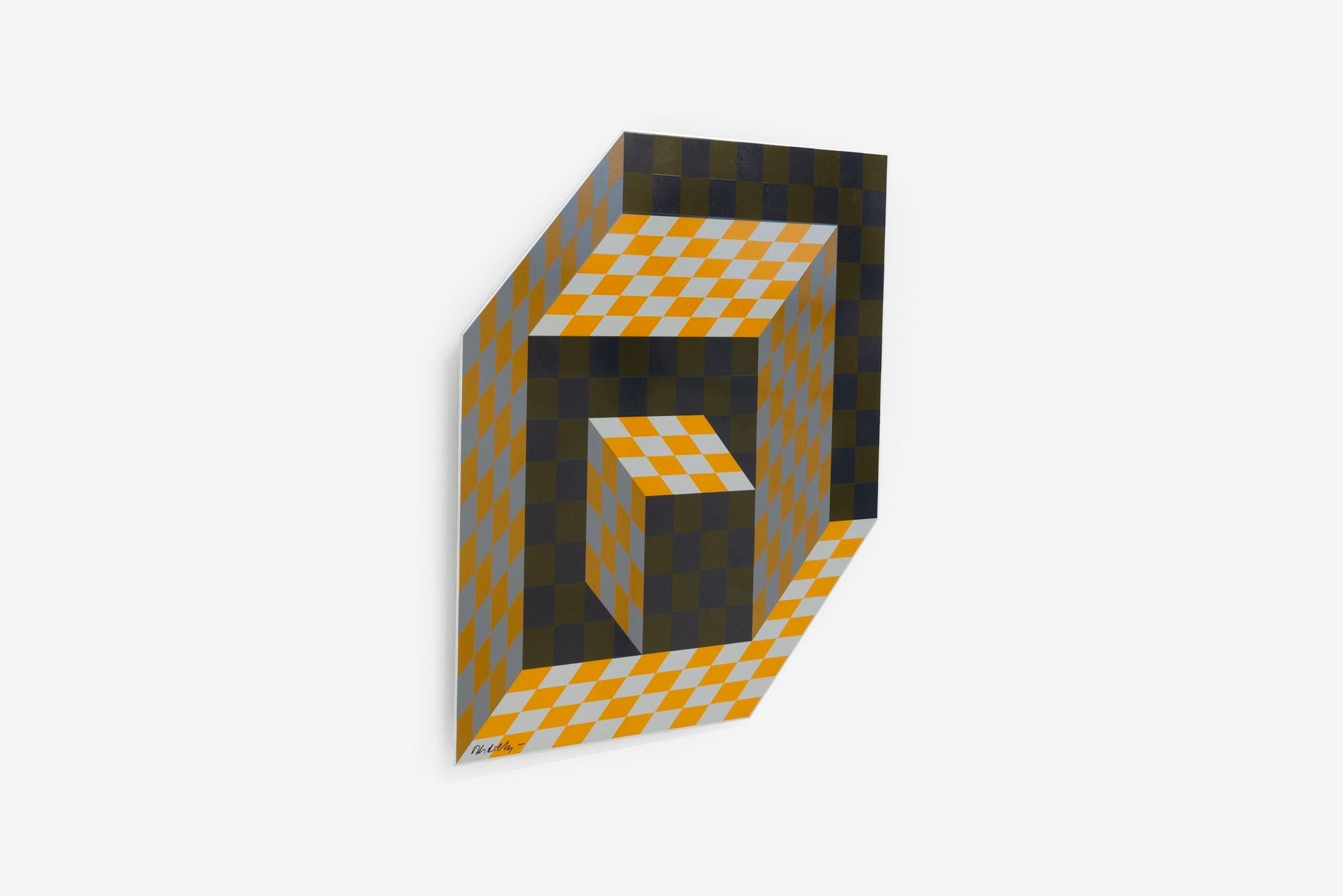 Victor Vasarely Op Art Escultura de pared colgada 1973 Posmoderno en venta