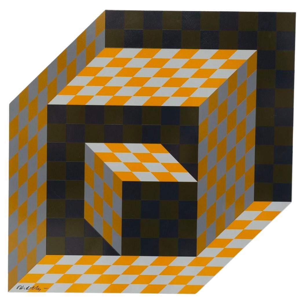 Victor Vasarely Op Art Escultura de pared colgada 1973 en venta