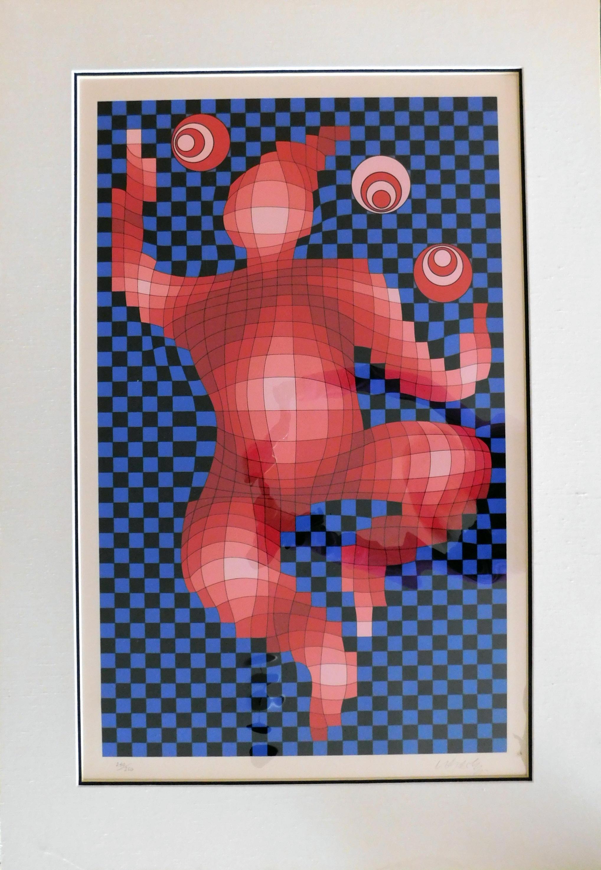 Sérigraphie originale de Victor Vasarely, vers 1970, ' Juggler ' en vente 2