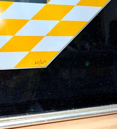 1970's Enamel Metal Vasarely Silkscreen Screenprint Axo Kinetic Op Art Sculpture