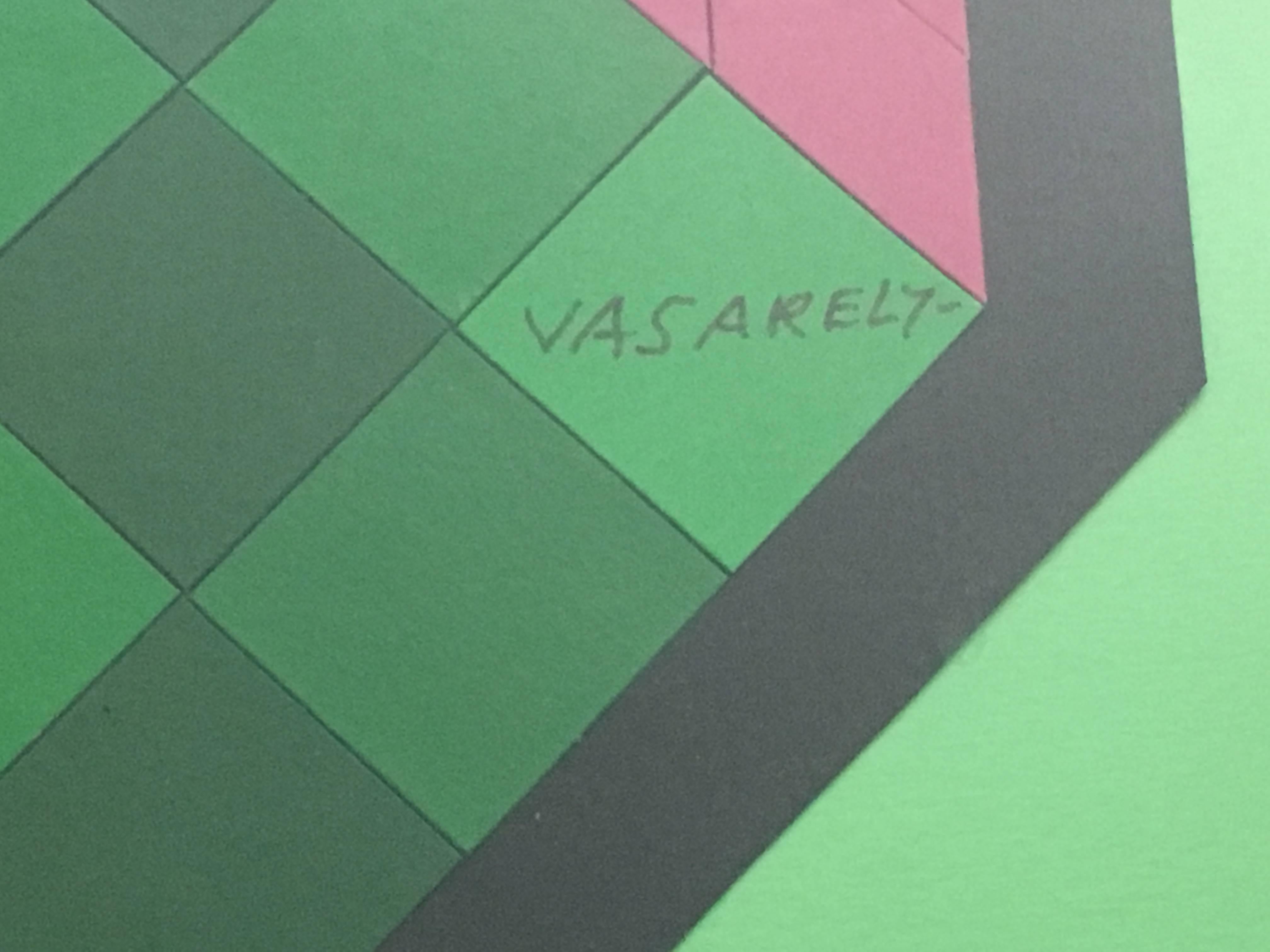 Vintage Chokk Mini C Pittura originale Op Art Vasarely Collage - Painting di Victor Vasarely