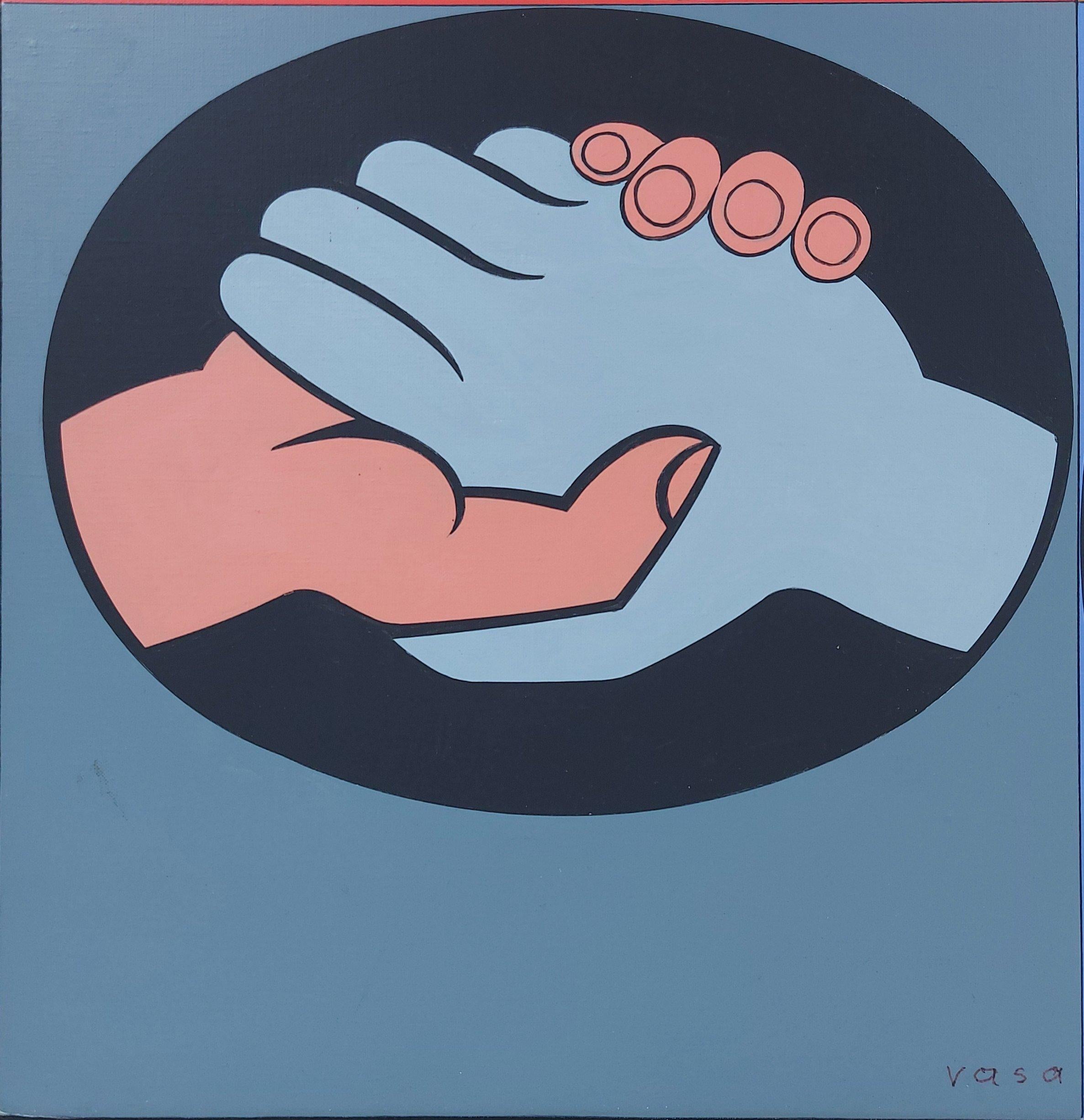 World Friendship - Peinture d'art acrylique originale OP, signée à la main - 1987 en vente 2