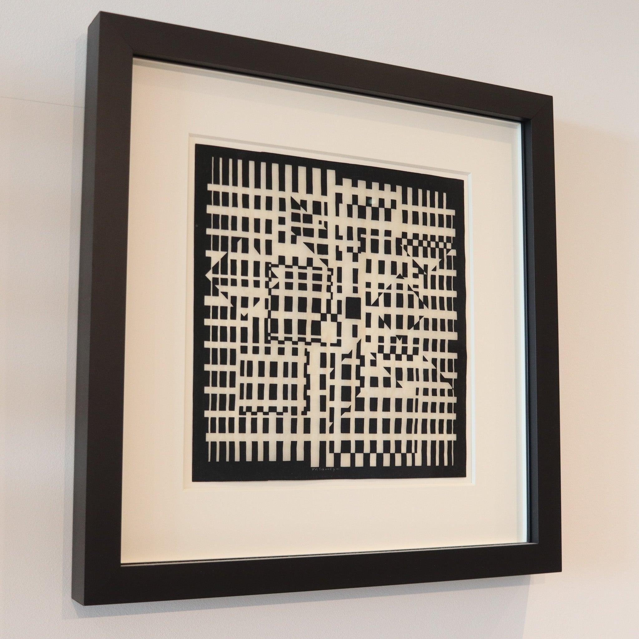 VICTOR VASARELY Paris 1960 Geometric Composition Ink on Rice Paper COA For Sale 3