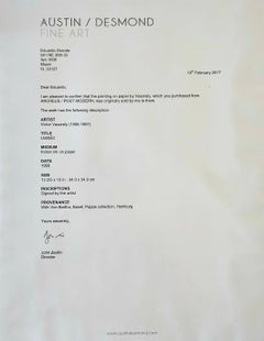 VICTOR VASARELY Parigi 1960 Composizione geometrica inchiostro su carta di riso COA