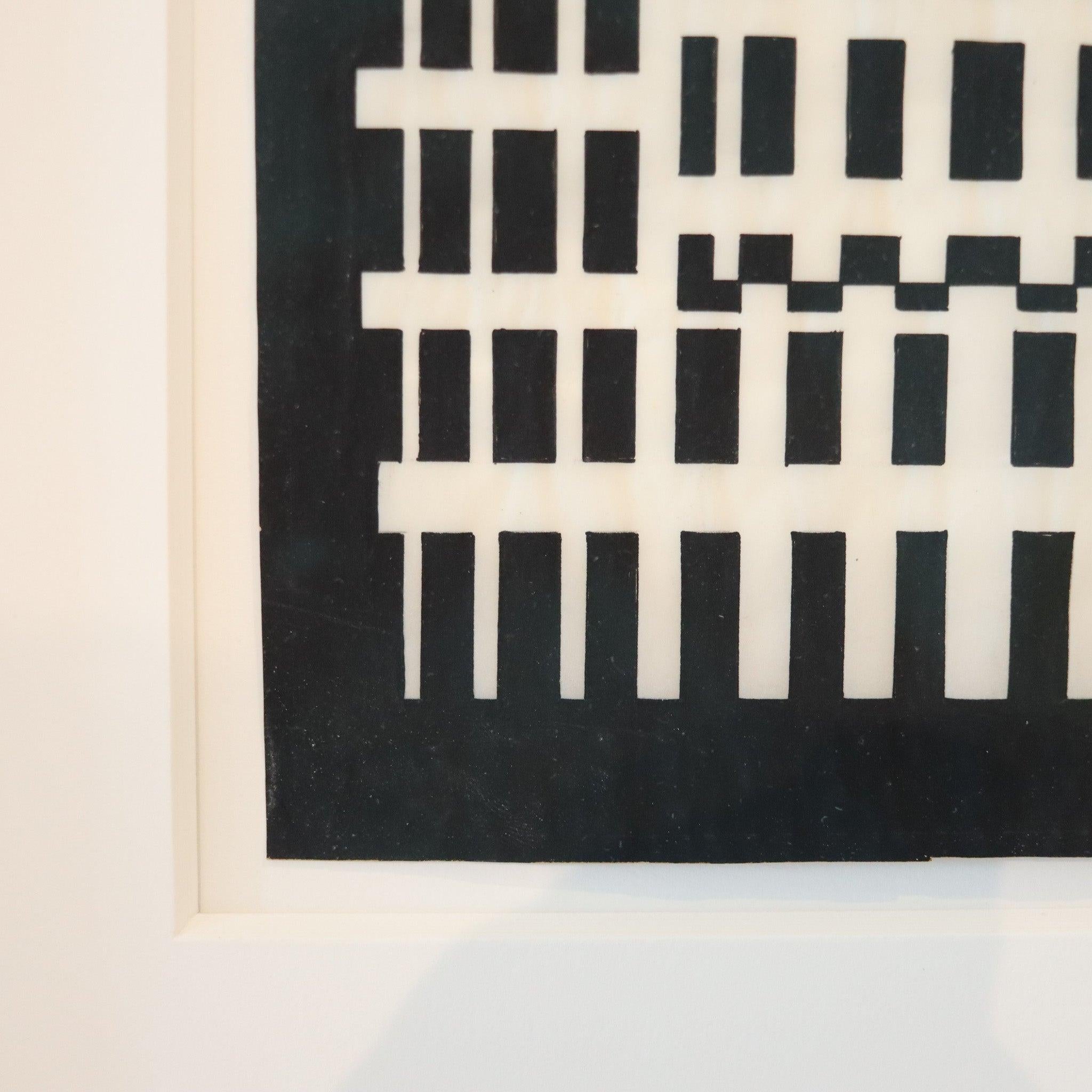 VICTOR VASARELY Paris 1960 Geometric Composition Ink on Rice Paper COA In Excellent Condition For Sale In Miami, FL