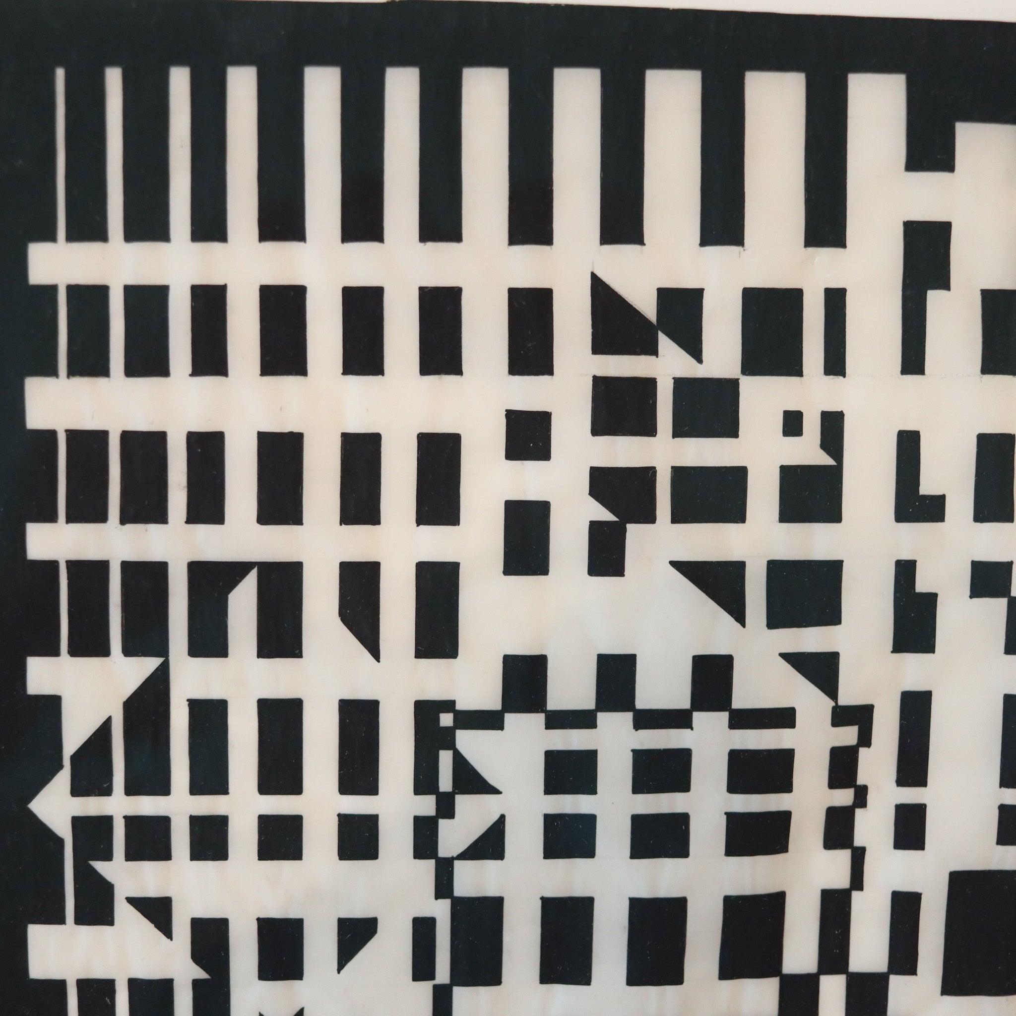 VICTOR VASARELY Paris 1960 Geometric Composition Ink on Rice Paper COA For Sale 1