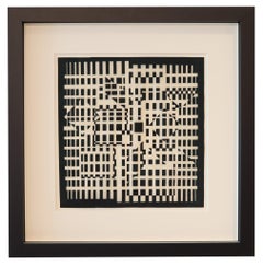 VICTOR VASARELY Paris 1960 Geometric Composition Ink on Rice Paper COA